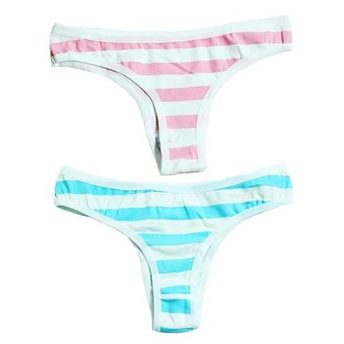 Joyralcos Japanese Striped Panties Bikini Cotton Anime Blue Pink Cosplay Underwear 2 Pack Briefs