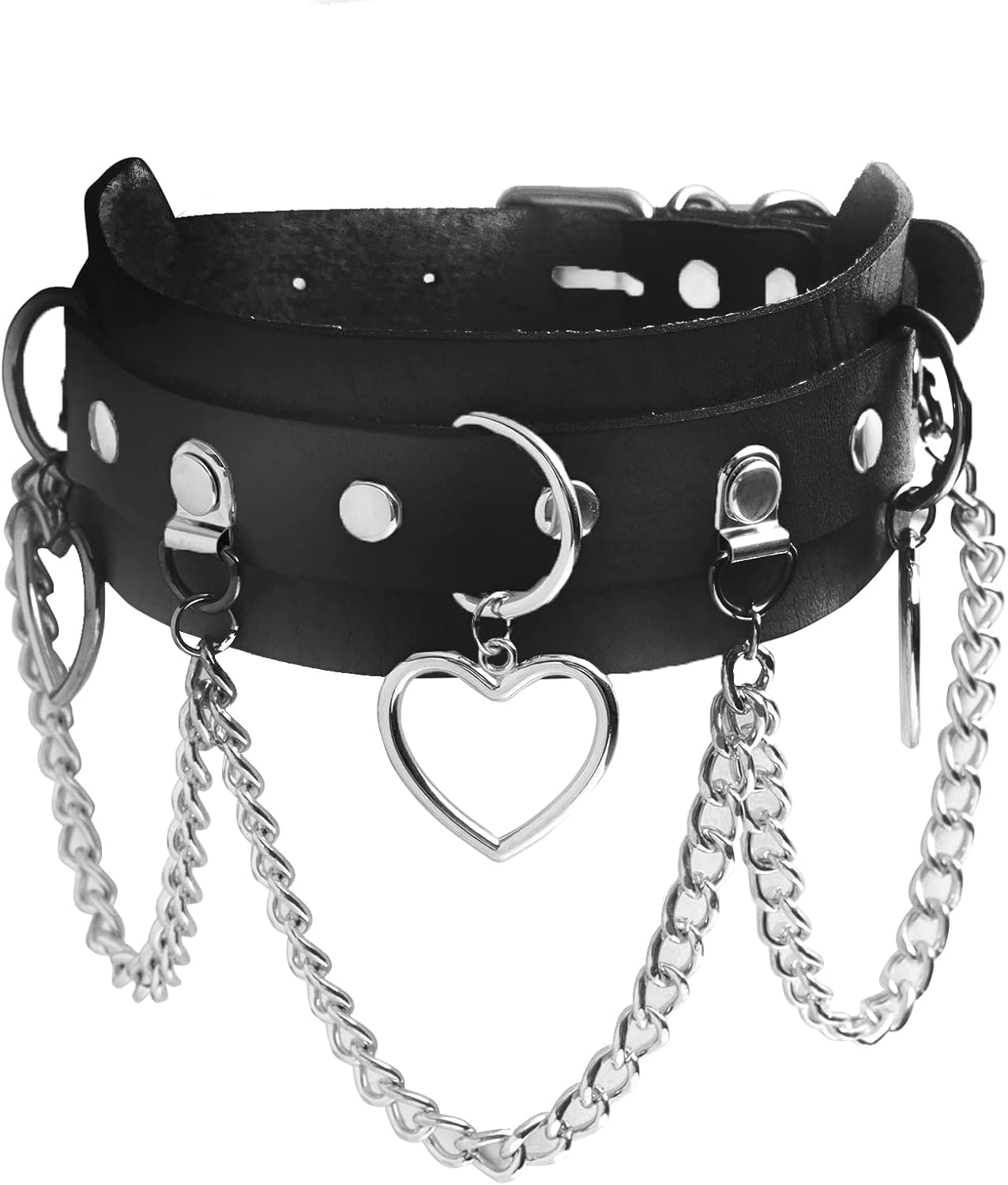 Manfnee Cool Punk Gothic Collar for Women and Men Black PU Leather Vingate Necklace Adjustable H:1pcs