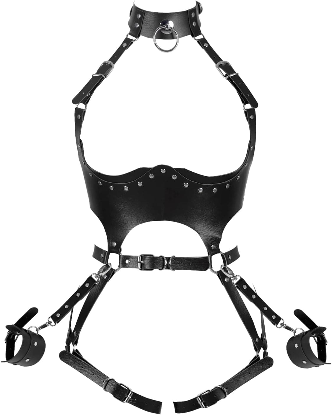 Waist Garter belt Punk Full body harness for women Photography Dance Rock Halloween Leather cage Chest strap set Black: Waist Garter belt Punk Full body harness for women Photography Dance Rock Halloween Leather cage Chest strap set Black