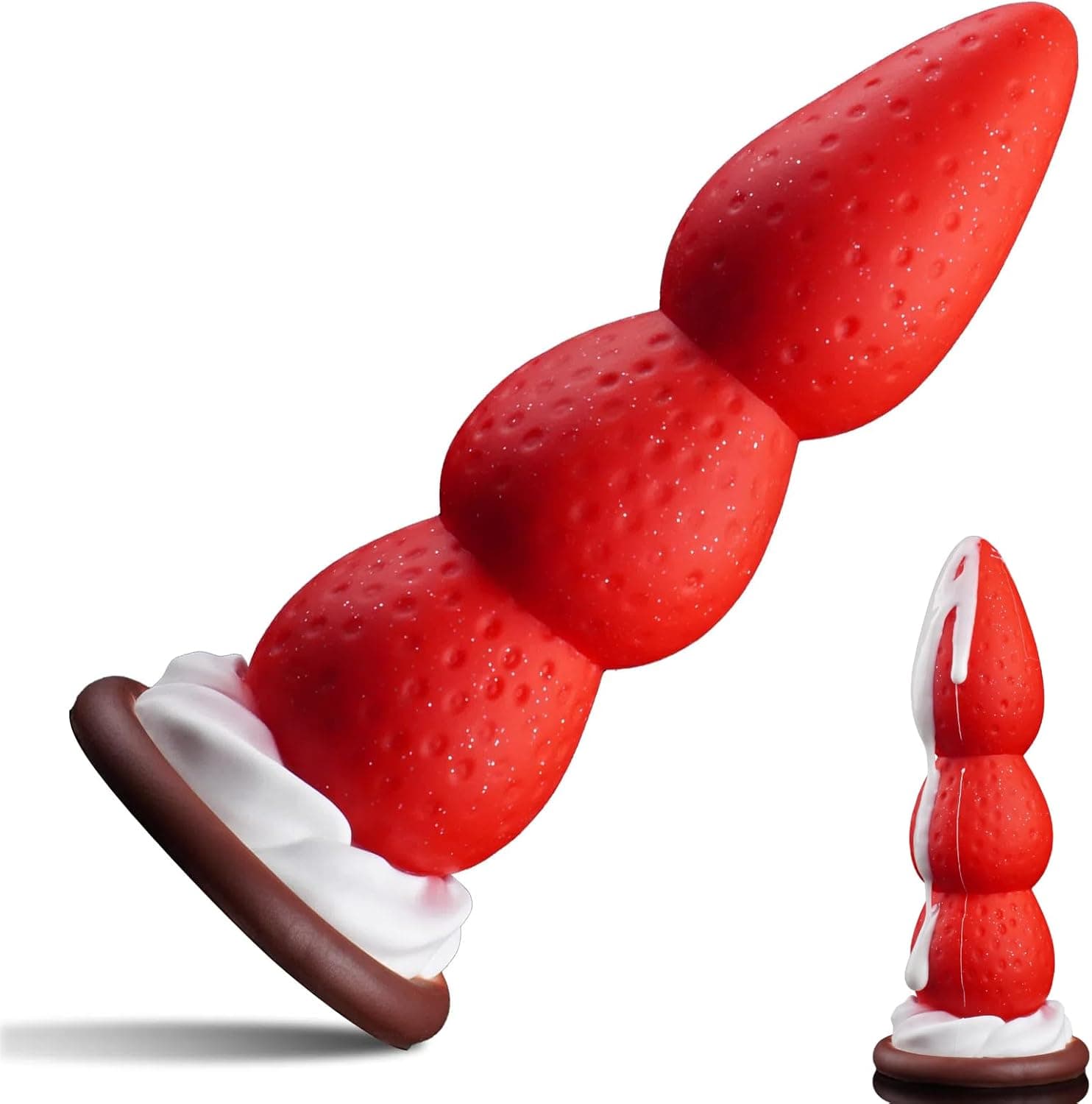 8" Strawberry Fantasy Dildo Knot Dildo Monster Dildo, Huge Dragon Dildo Cute Anal Dildo with 3 Knots, Silicone Animal Dildo Large Butt Plug with Strong Suction Cup, Fantasy Sex Toys for Women & Men