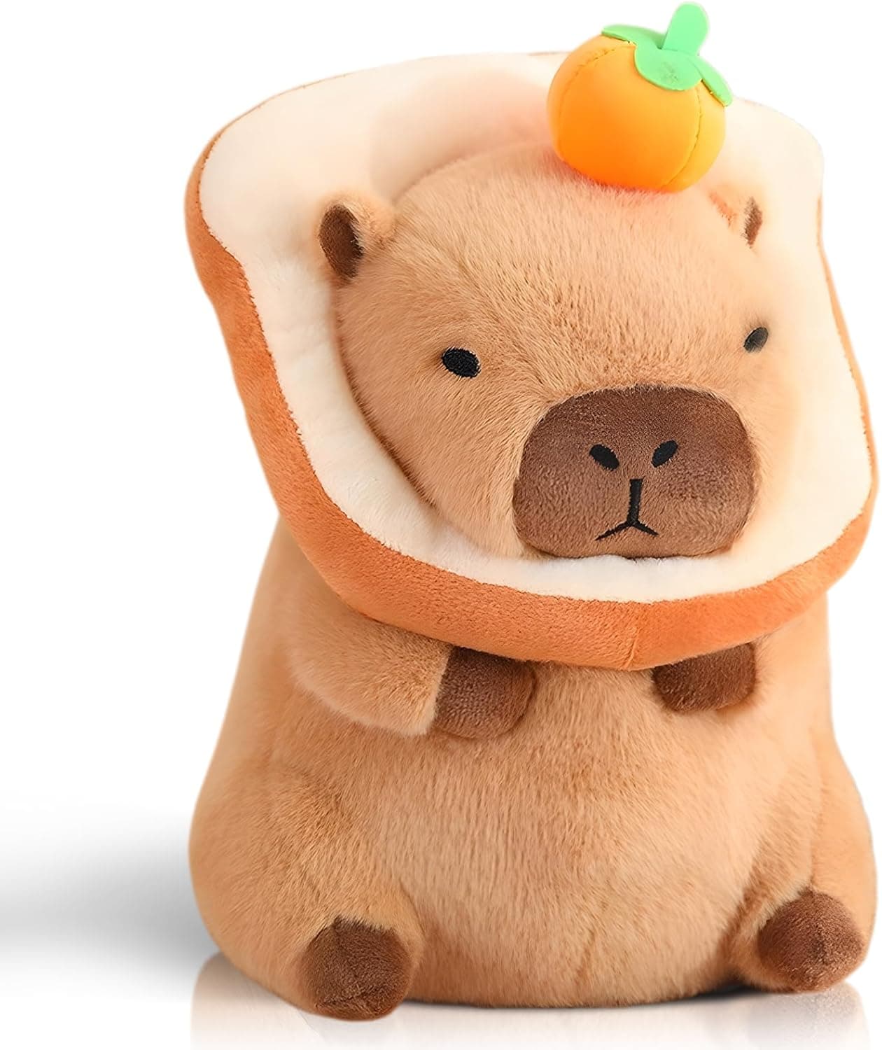 Cute Capybara Plush Pillow with Bread Kawaii Soft Orange Capybara Stuffed Aniamls Capybara Plush Toys Hugging Gifts Kids Girls Boys 12 inch Capybara Stuffed Animals