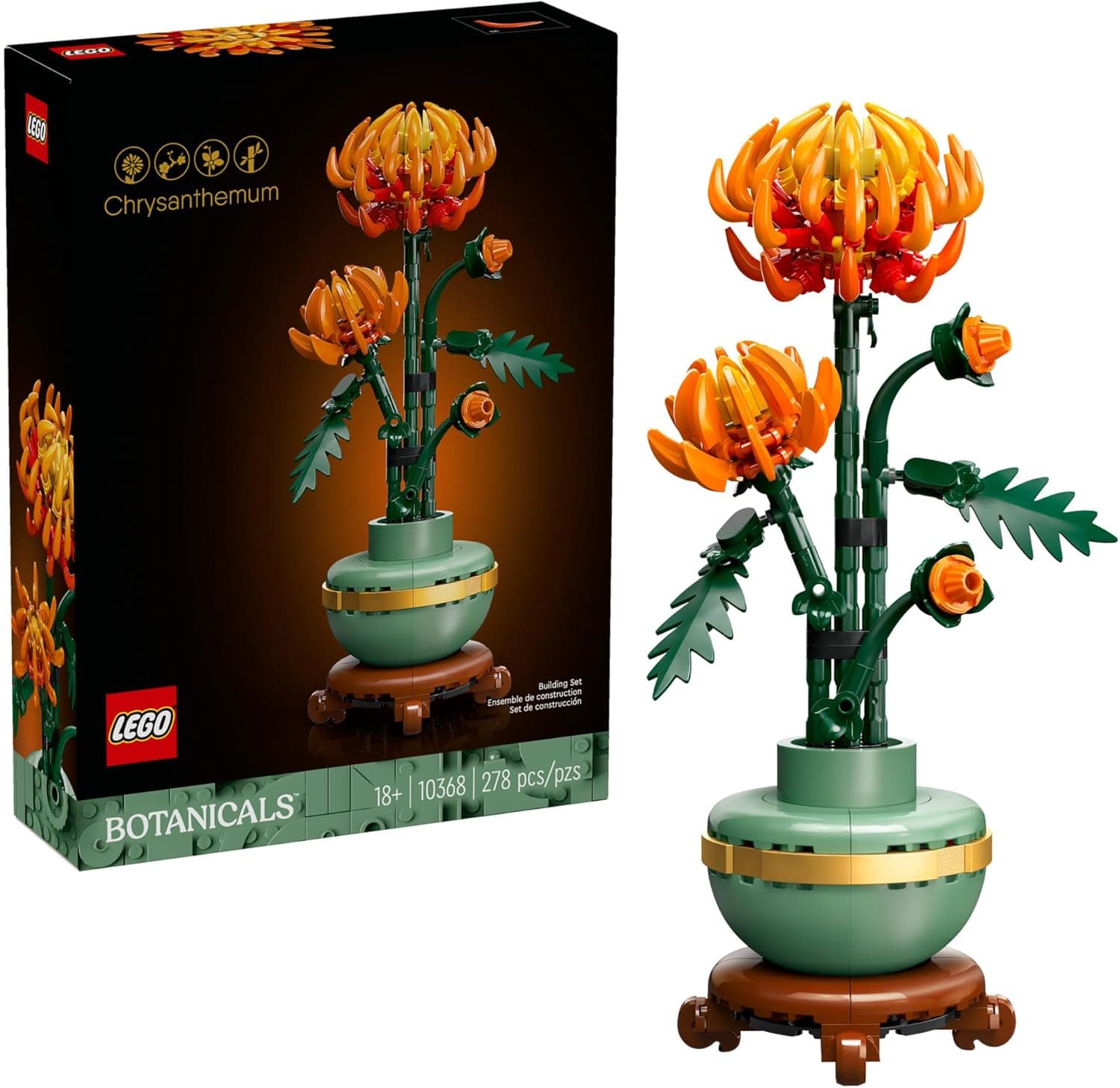 LEGO Botanicals Chrysanthemum Building Set for Adults Ages 18+ - Artificial Flower for Dinner Table Centerpieces & Decoration - Gift for Valentines Day - 10368