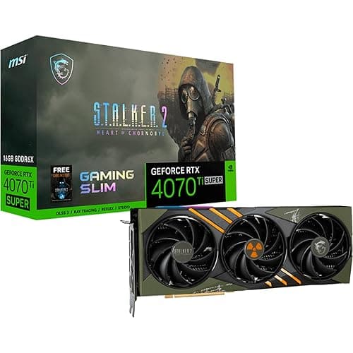 MSI GeForce RTX 4070 Ti SUPER 16G GAMING SLIM STALKER 2 EDITION Graphics Card - RTX 4070 Ti SUPER GPU, 16GB GDDR6X (21Gbps/256-bit), PCIe 4.0 - TRI FROZR 3, RGB - HDMI 2.1, DisplayPort 1.4a