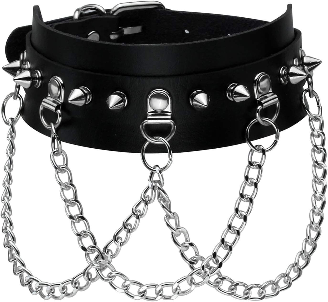 Manfnee Cool Punk Gothic Collar for Women and Men Black PU Leather Vingate Necklace Adjustable A:1pcs