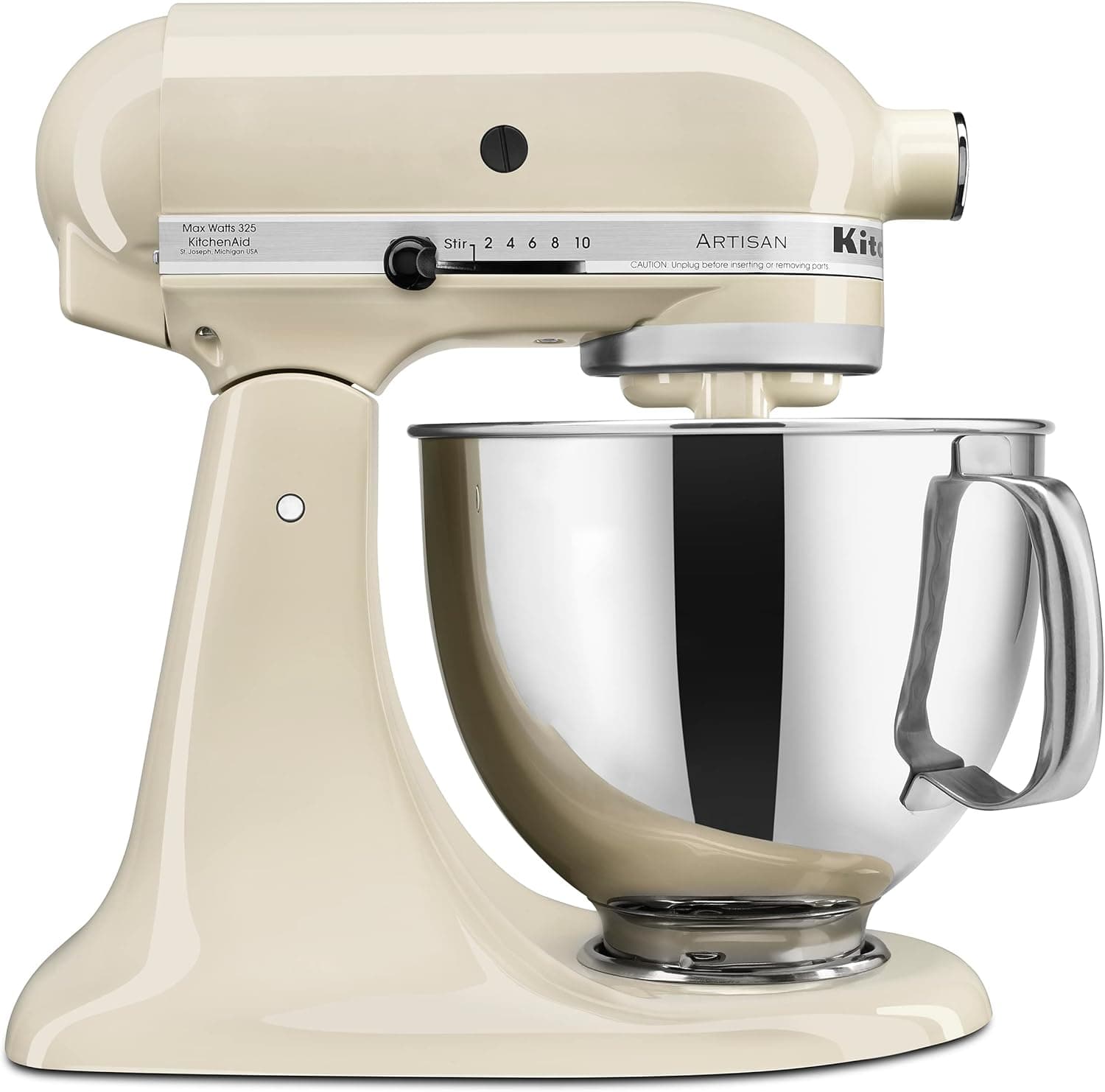 KitchenAid Artisan Series 5 Quart Tilt Head Stand Mixer with Pouring Shield KSM150PS, Matte Black: Almond Cream