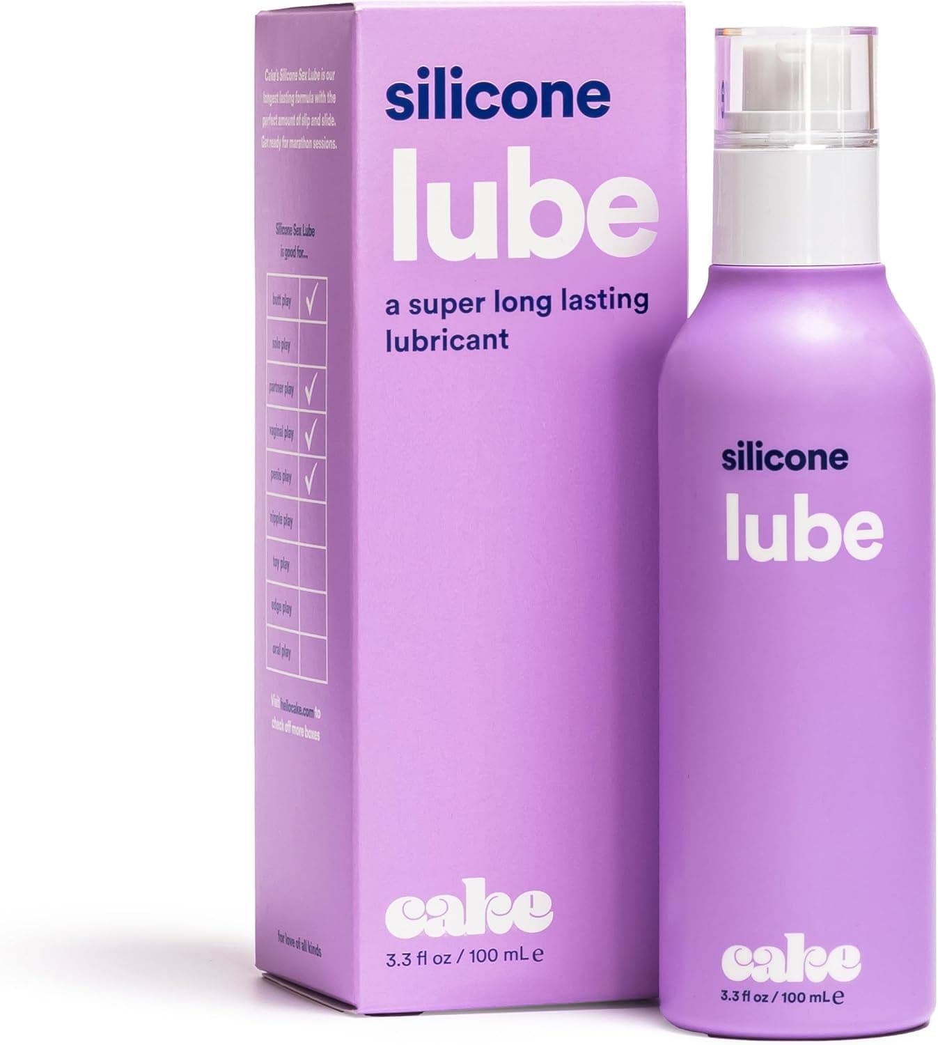 Hello Cake Silicone-Based Personal Lubricant - Hydrating, Long-Lasting, Non-Sticky, Ultra Slippery, Condom Compatible Lube for Men, Women, and Couples 3.3 fl oz