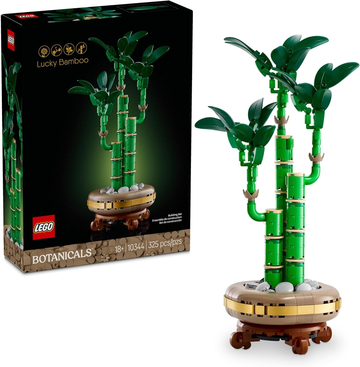 LEGO Botanicals Lucky Bamboo Building Set - Artificial Plant for Indoor Home Décor, Adults Ages 18+ - Fake Plant Decoration for Table, Desk, Office - Gift for Valentines Day - 10344