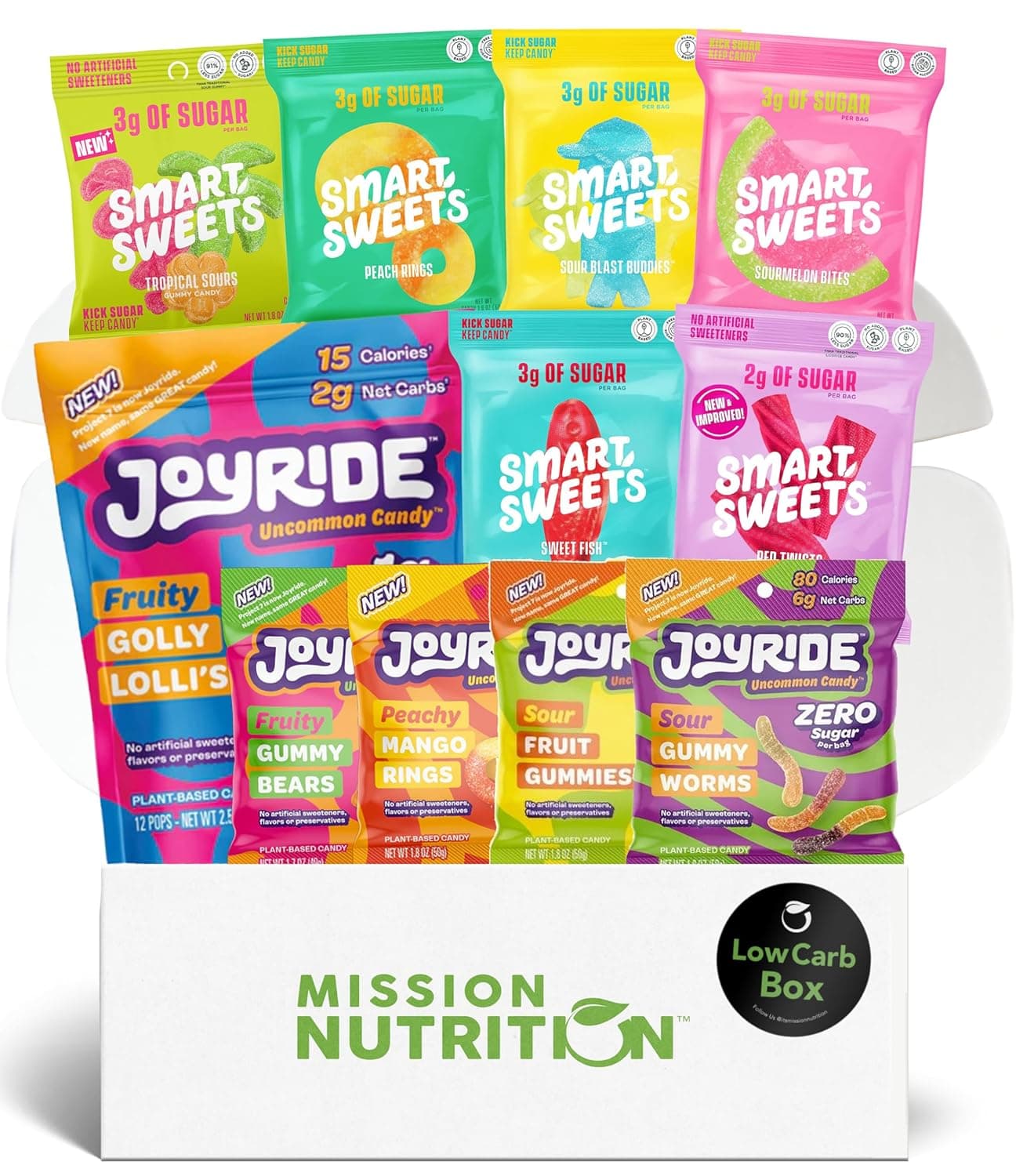 SmartSweets, Joyride Project 7 Low Sugar Candy Variety Box - Low Calorie, High Fiber, Low Carb Gummies and Lollipops: SmartSweets, Joyride Project 7 Low Sugar Candy Variety Box - Low Calorie, High Fiber, Low Carb Gummies and Lollipops