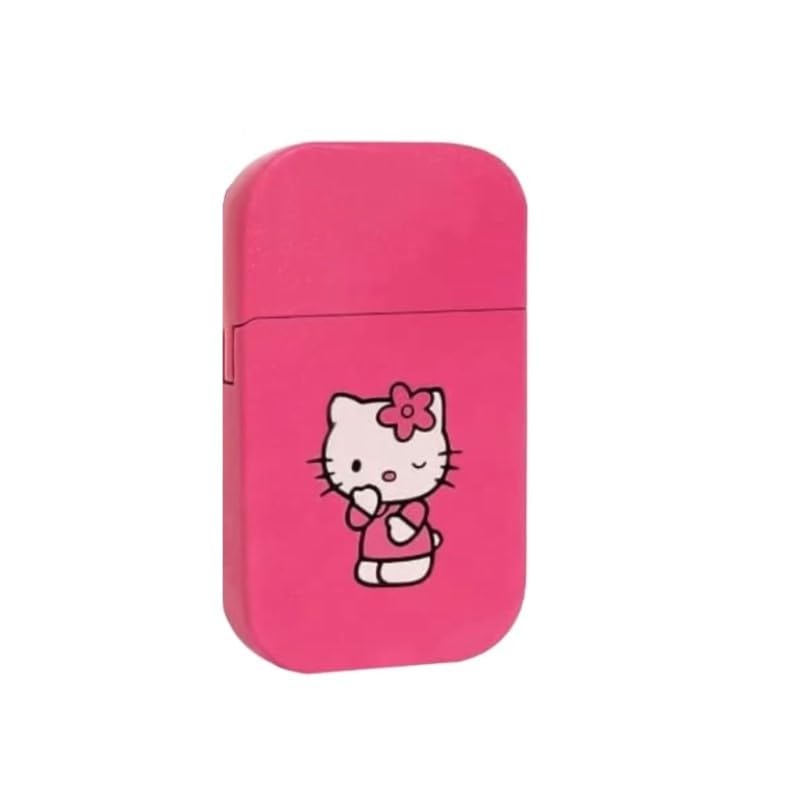 NIVEK Pink Glitter Kitty Pink Flame Pocket Lighter KT Cat Refillable Kawaii Y2K Aesthetic Windproof Flame - Image 4