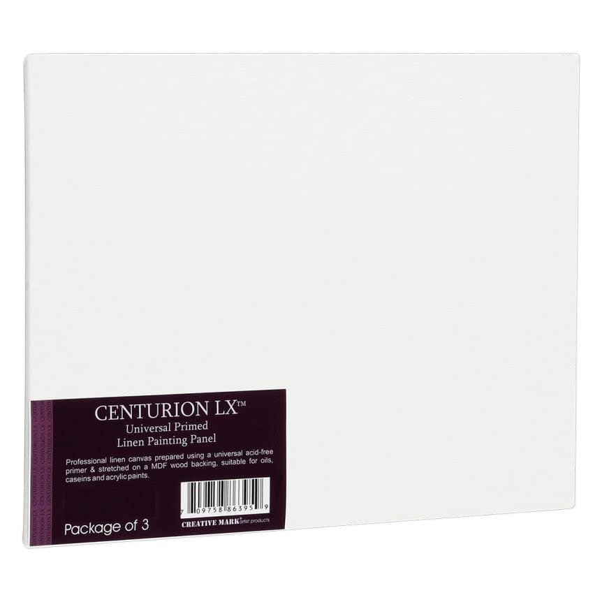 Centurion All-Media Primed Linen Panels - 8x10" 3 Pack - 11oz Universal Primed Canvas Boards for Painting, Mounted on MDF Wood, Non-Warping, Ideal for Artists, Professionals, and Painters: 10x10 in