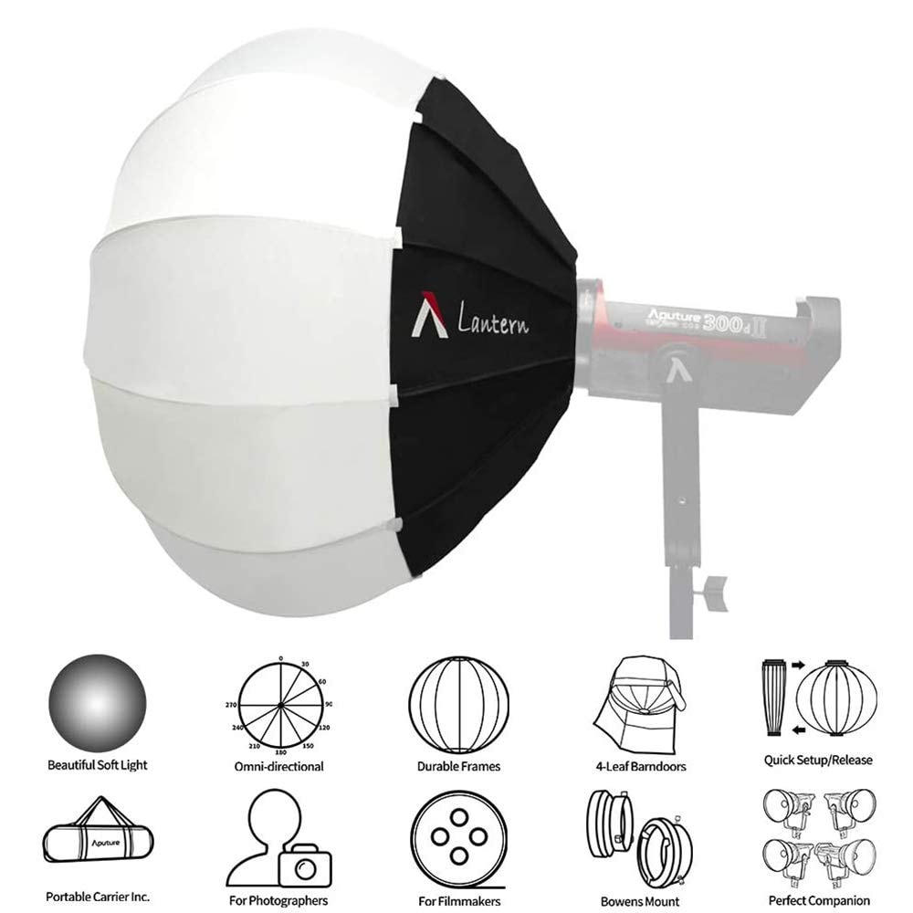 Aputure Lantern Softbox Soft Light Modifier,26inch, Quick-Setup Quick-Folding Aputure Space Light Upgraded for Aputure 300D Mark II 120D 120T 120D Mark II 300X and Other Bowens Mount Light - Image 3