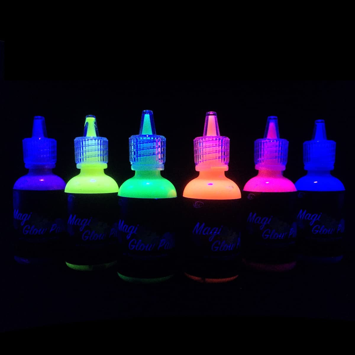 [6 Bottles, 1 oz. Each] Body Paint Glow Blacklight Reactive Neon Fluorescent Paint - Safe For Skin - Washable - Non-Toxic - Six Colors Kit: [6 Bottles, 1 oz. Each] Body Paint Glow Blacklight Reactive Neon Fluorescent Paint - Safe For Skin - Washable - Non-Toxic - Six Colors Kit