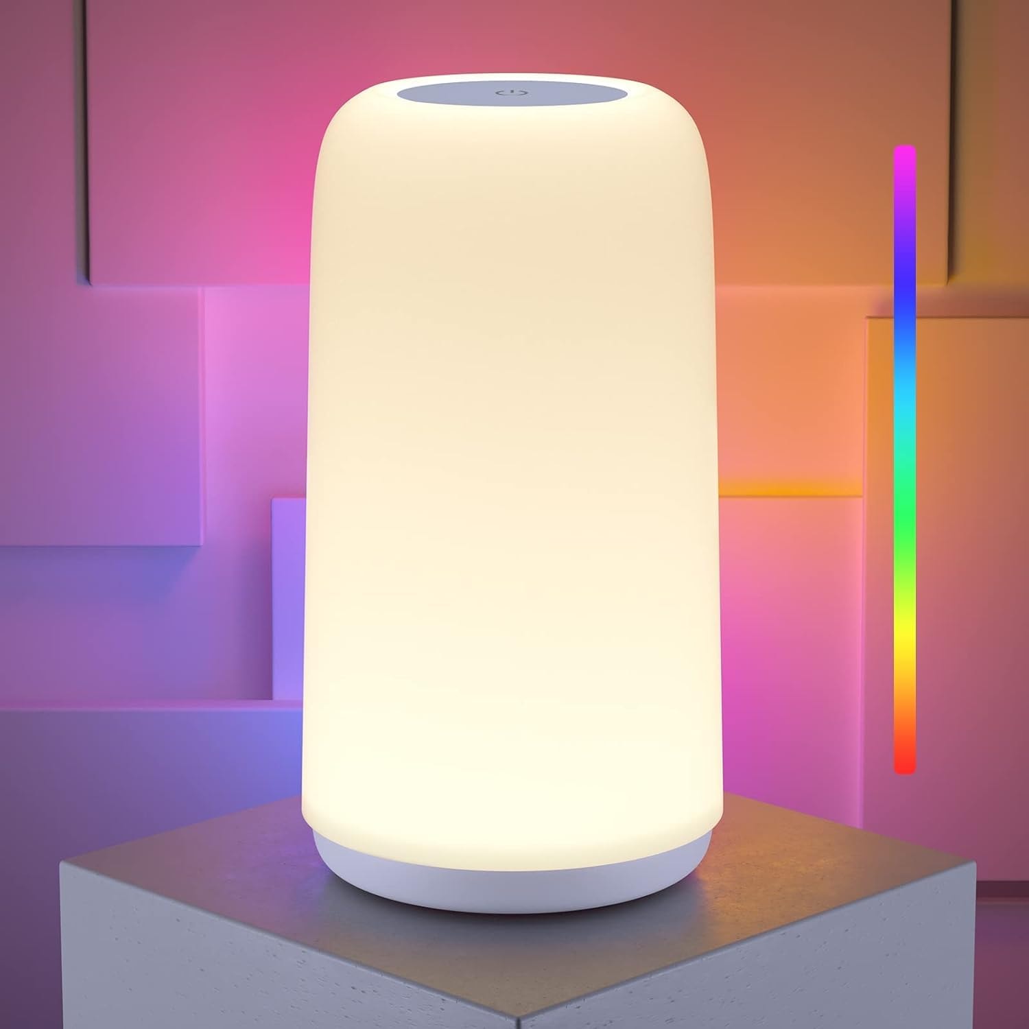 Touch Bedside Table Lamp, [Sleek Design & RGB Mode] 3 Way Dimmable Small Lamp for Bedroom, LED Lamp with Warm  Lights, Multi-Color Smart Nightstand Lamp for for Living Room Home Gifts - Image 1