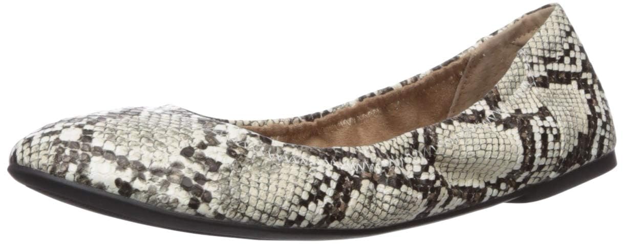 Amazon Essentials Women's Belice Ballet Flat: 7.5 Black White Faux Snake Skin