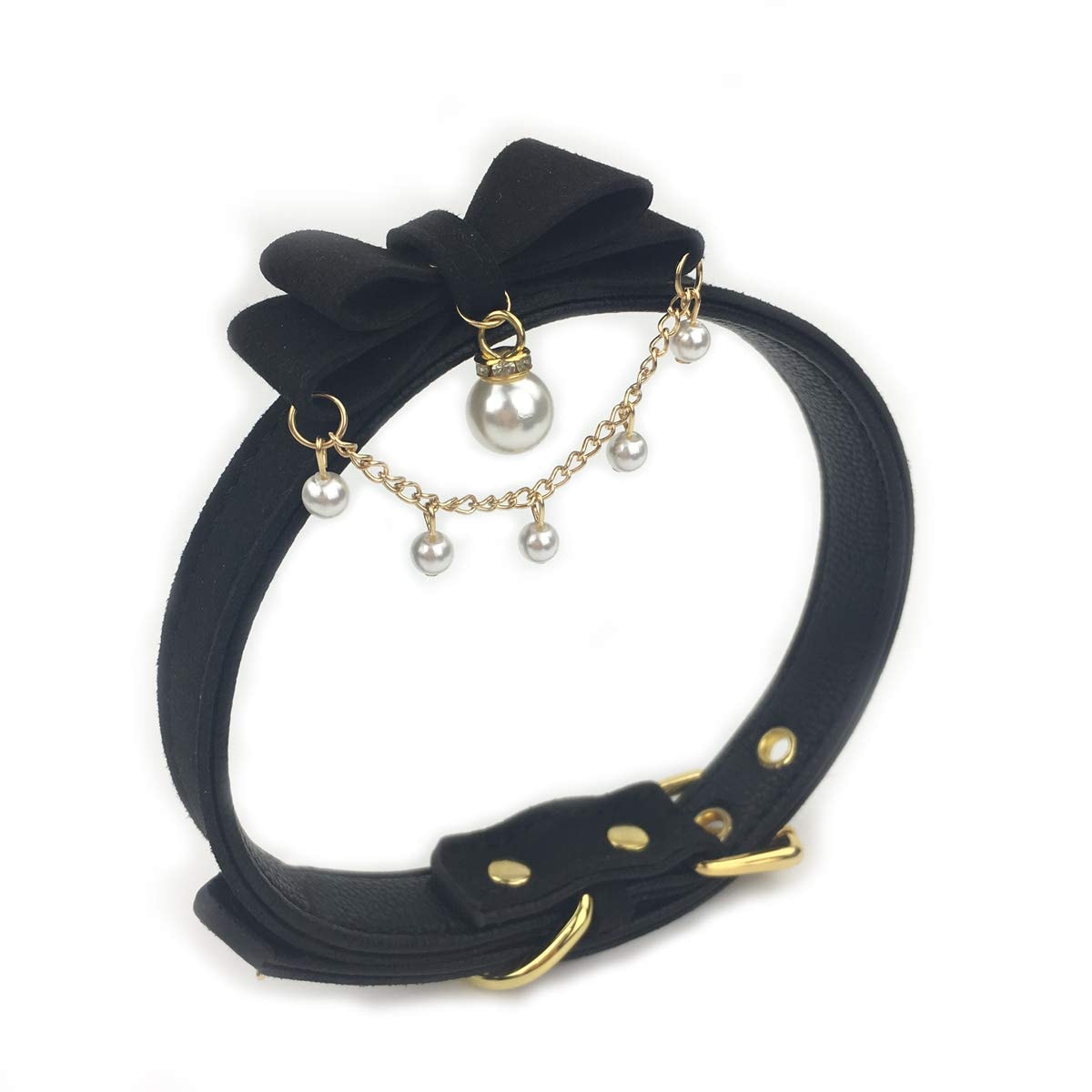 Handmade Bean Chain Choker Collar Necklace Lolita Bow Collar Cat Cosplay Kitty Velvet Necklace (Y1): Handmade Bean Chain Choker Collar Necklace Lolita Bow Collar Cat Cosplay Kitty Velvet Necklace (Y1)