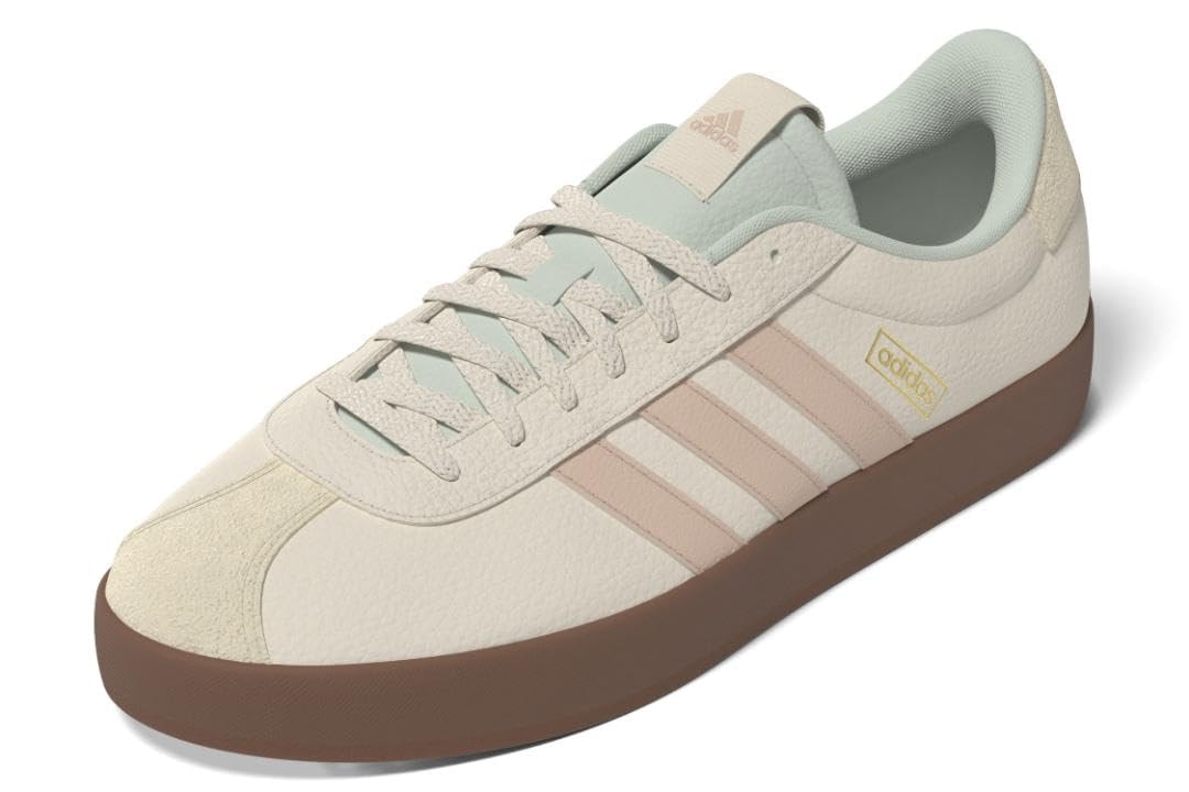 adidas Women's VL Court 3.0 Sneaker: Wonder White/Powder Coral/Linen Green 7.5