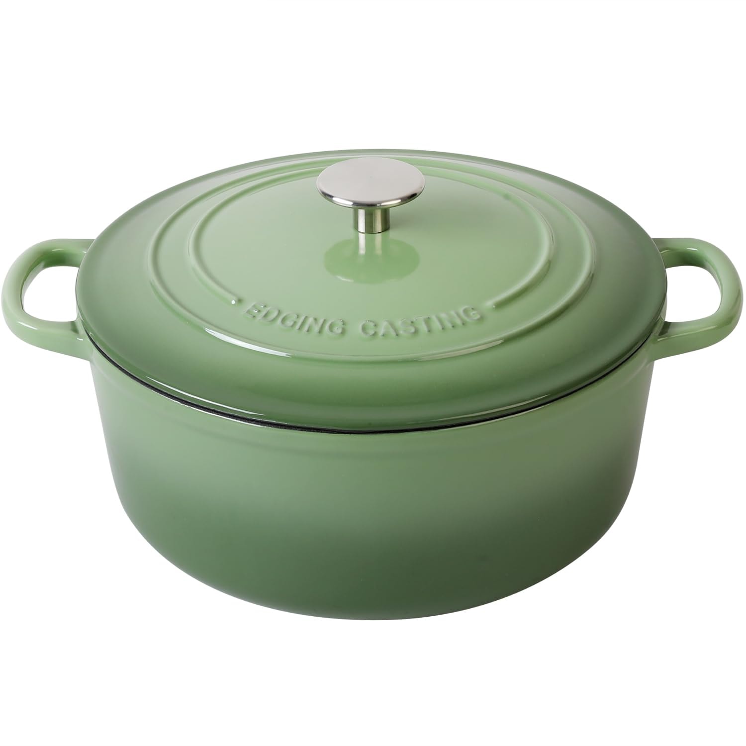 Enameled Cast Iron Covered 5.5 Quart Dutch Oven with Dual Handle, Dutch Ovens with Lid for Bread Baking, Pink: 7QT Pistachio Green