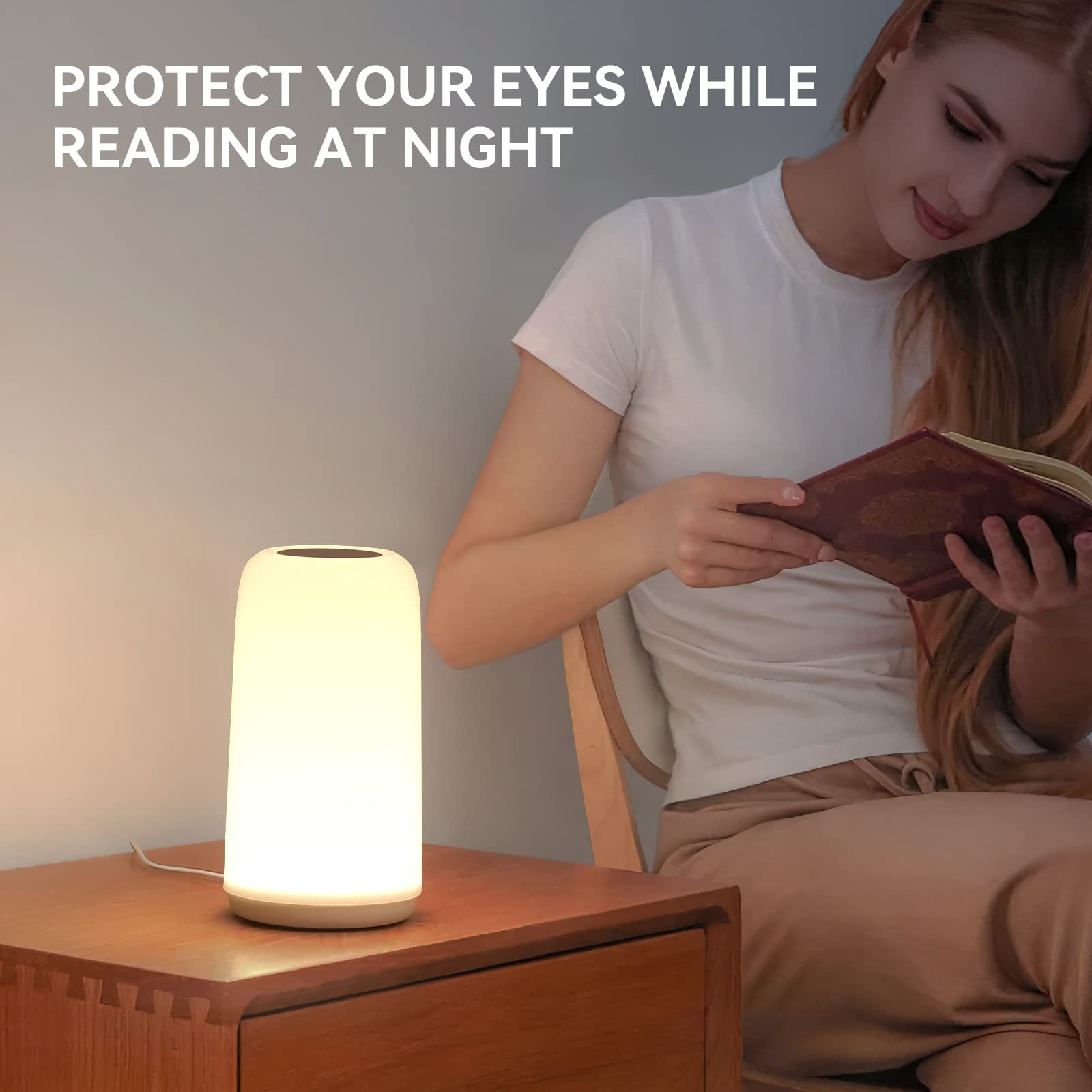 Touch Bedside Table Lamp, [Sleek Design & RGB Mode] 3 Way Dimmable Small Lamp for Bedroom, LED Lamp with Warm  Lights, Multi-Color Smart Nightstand Lamp for for Living Room Home Gifts - Image 7