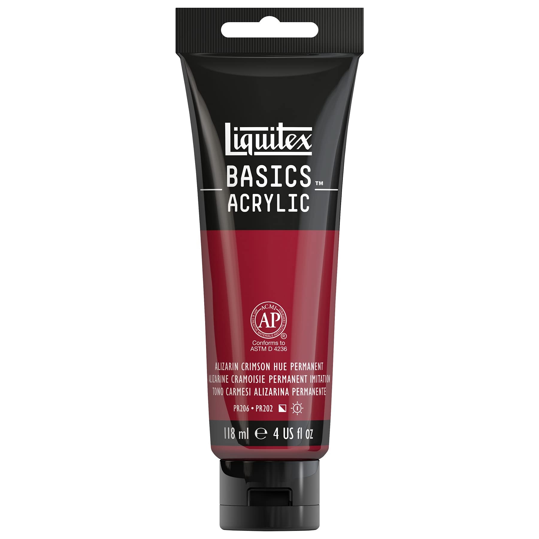 Liquitex BASICS Acrylic Paint, 118ml (4-oz) Tube, Alizarin Crimson Hue: Alizarin Crimson Hue 4 Fl Oz (Pack of 1)