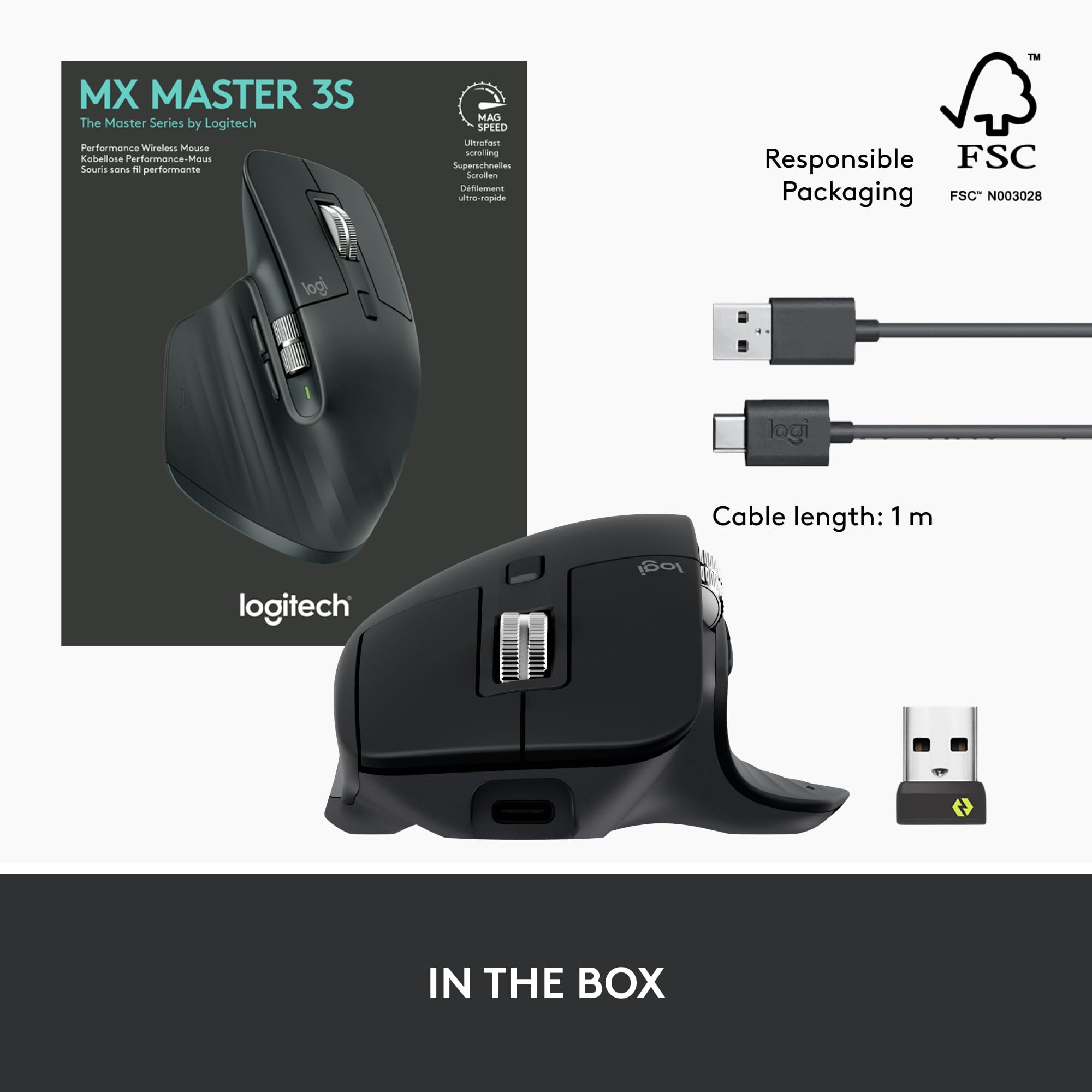 Logitech MX Master 3S - Wireless Performance Mouse with Ultra-fast Scrolling, Ergo, 8K DPI, Track on Glass, Quiet Clicks, USB-C, Bluetooth, Windows, Linux, Chrome - Graphite - Image 11