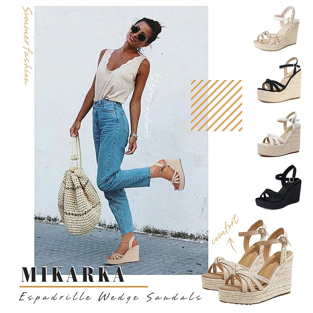 mikarka Sandals for Women, Platform Ankle Strap Womens Sandals Open Toe Espadrille Wedge Sandals for Women Concise Casual Summer Womens Shoes - Image 2