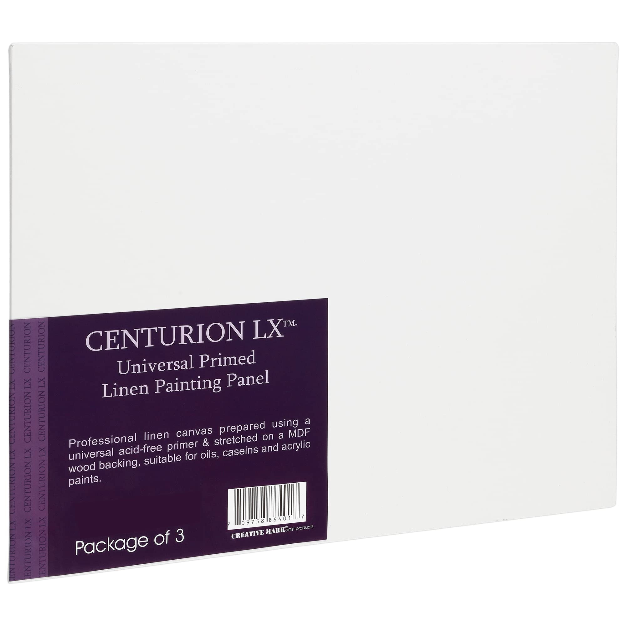 Centurion All-Media Primed Linen Panels -  3 Pack - 11oz Universal Primed Canvas Boards for Painting, Mounted on MDF Wood, Non-Warping, Ideal for Artists, Professionals, and Painters: 11x14 in