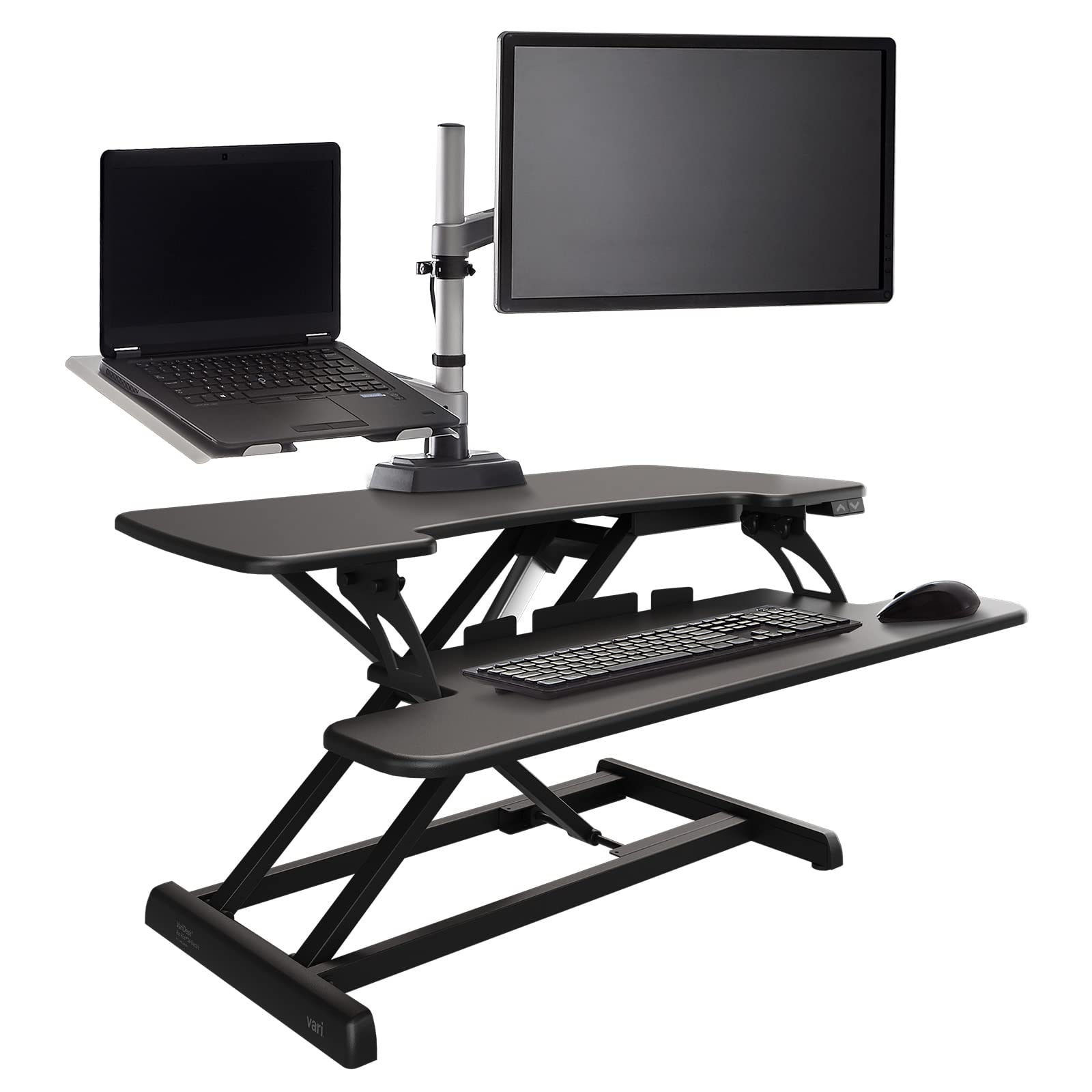 Vari VariDesk Pro Plus 36 Electric - Standing Desk Converter - Height Adjustable Desk Riser - Stand Up Converter for Home Office Workspace - Wide Dual Monitor Computer Workstation - Black: Black Pro Plus 36 Electric