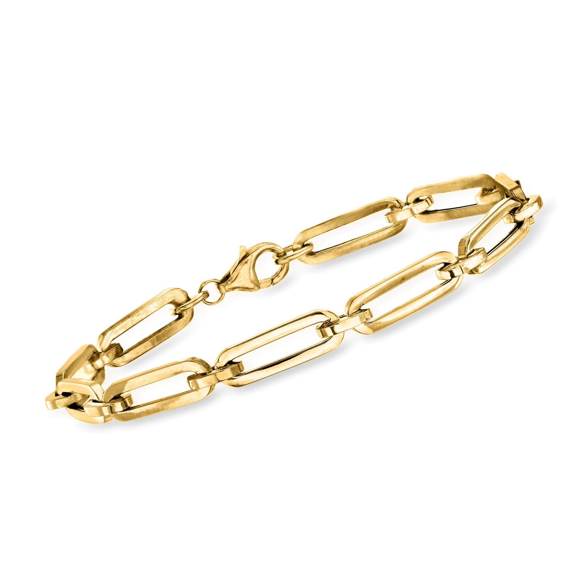 Ross-Simons Italian 14kt Yellow Gold Paper Clip Link Bracelet. 7 inches: Ross-Simons Italian 14kt Yellow Gold Paper Clip Link Bracelet. 7 inches