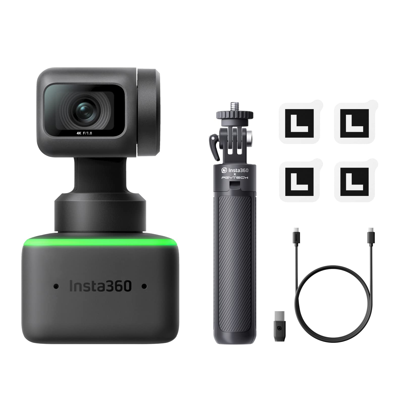 Insta360 Link - PTZ 4K Webcam with 1/2" Sensor, AI Tracking, Gesture Control, HDR, Noise-Canceling Microphones, Specialized Modes, Webcam for Laptop, Video Camera for Video Calls, Live Streaming: Tripod Kit