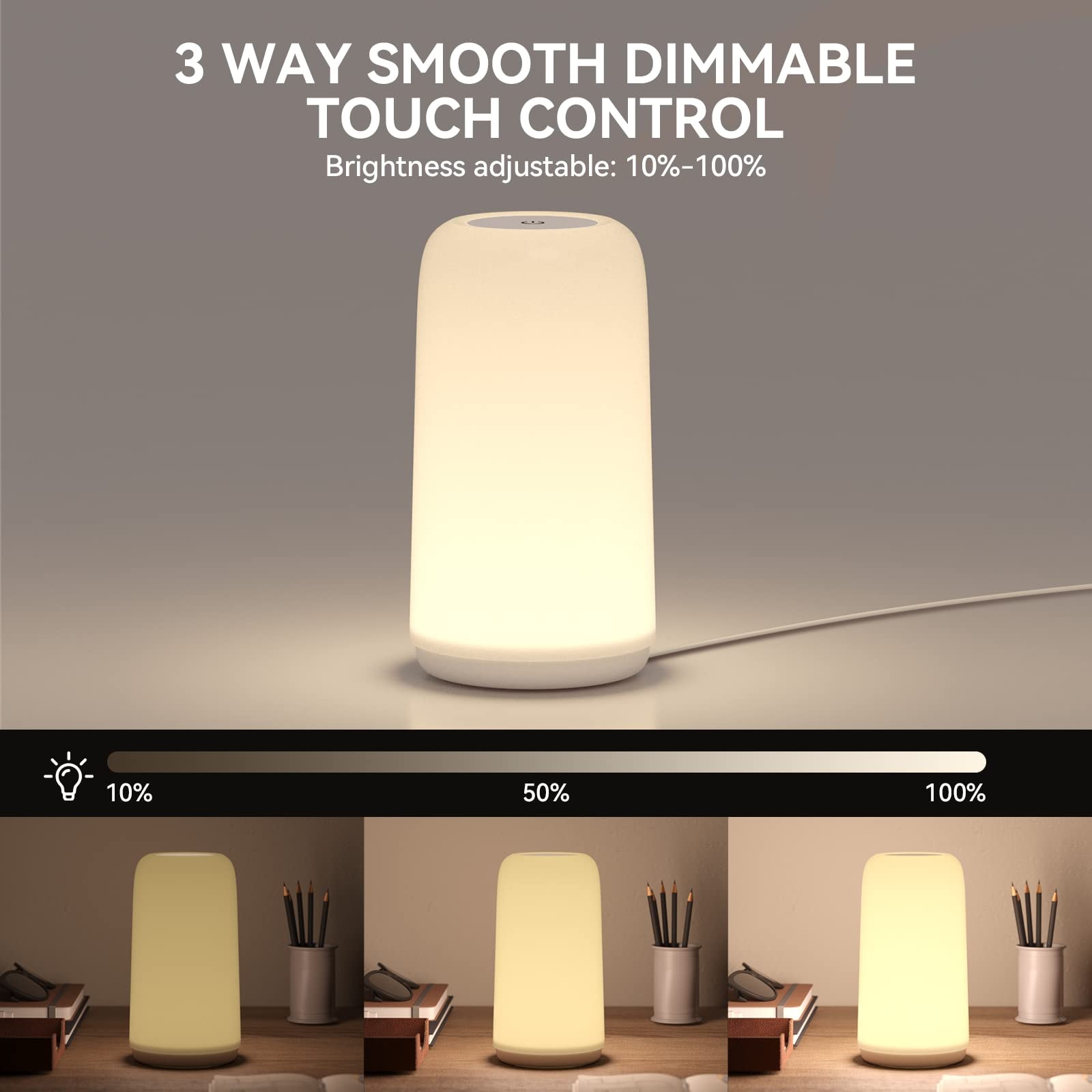 Touch Bedside Table Lamp, [Sleek Design & RGB Mode] 3 Way Dimmable Small Lamp for Bedroom, LED Lamp with Warm  Lights, Multi-Color Smart Nightstand Lamp for for Living Room Home Gifts - Image 2