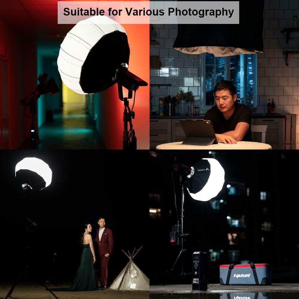 Aputure Lantern Softbox Soft Light Modifier,26inch, Quick-Setup Quick-Folding Aputure Space Light Upgraded for Aputure 300D Mark II 120D 120T 120D Mark II 300X and Other Bowens Mount Light - Image 2