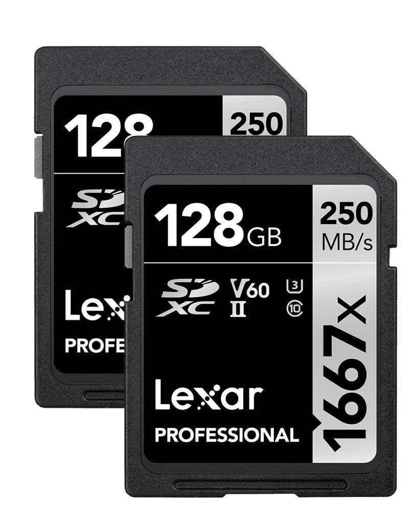 Lexar 128GB (2-Pack) Professional 1667x SDXC Memory Cards, UHS-II, C10, U3, V60, Full-HD & 4K Video, Up To 250MB/s Read, for Professional Photographer, Videographer, Enthusiast (LSD128CBNA16672) - Image 1