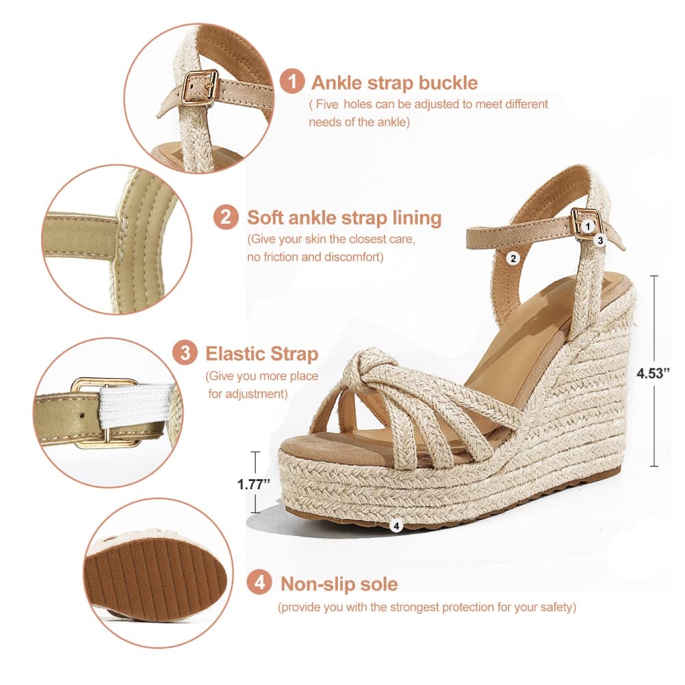 mikarka Sandals for Women, Platform Ankle Strap Womens Sandals Open Toe Espadrille Wedge Sandals for Women Concise Casual Summer Womens Shoes - Image 4