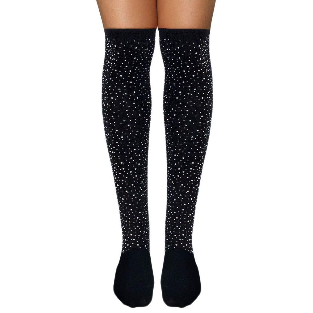 Women's Sparkle Rhinestone Stocking Sexy Shiny Socks Over Knee High Stocking: One Size Style_08