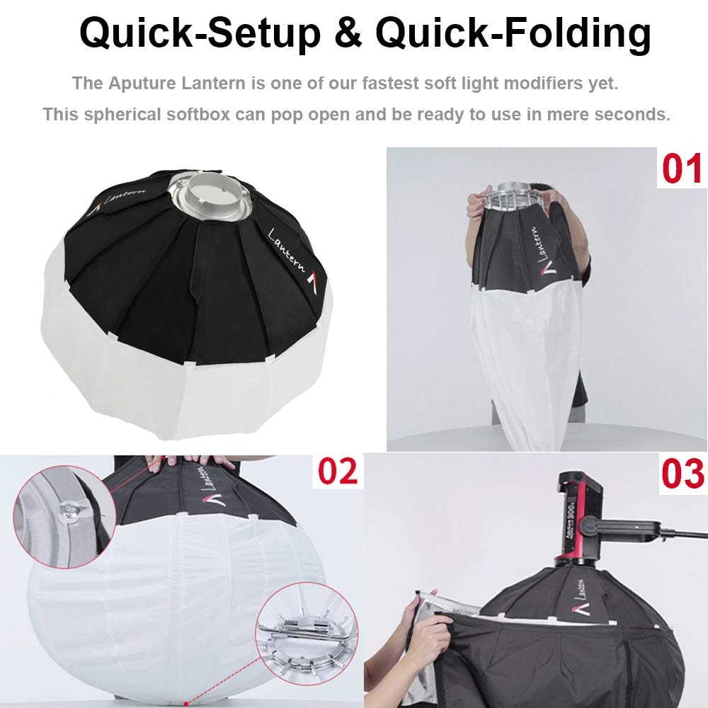 Aputure Lantern Softbox Soft Light Modifier,26inch, Quick-Setup Quick-Folding Aputure Space Light Upgraded for Aputure 300D Mark II 120D 120T 120D Mark II 300X and Other Bowens Mount Light - Image 7