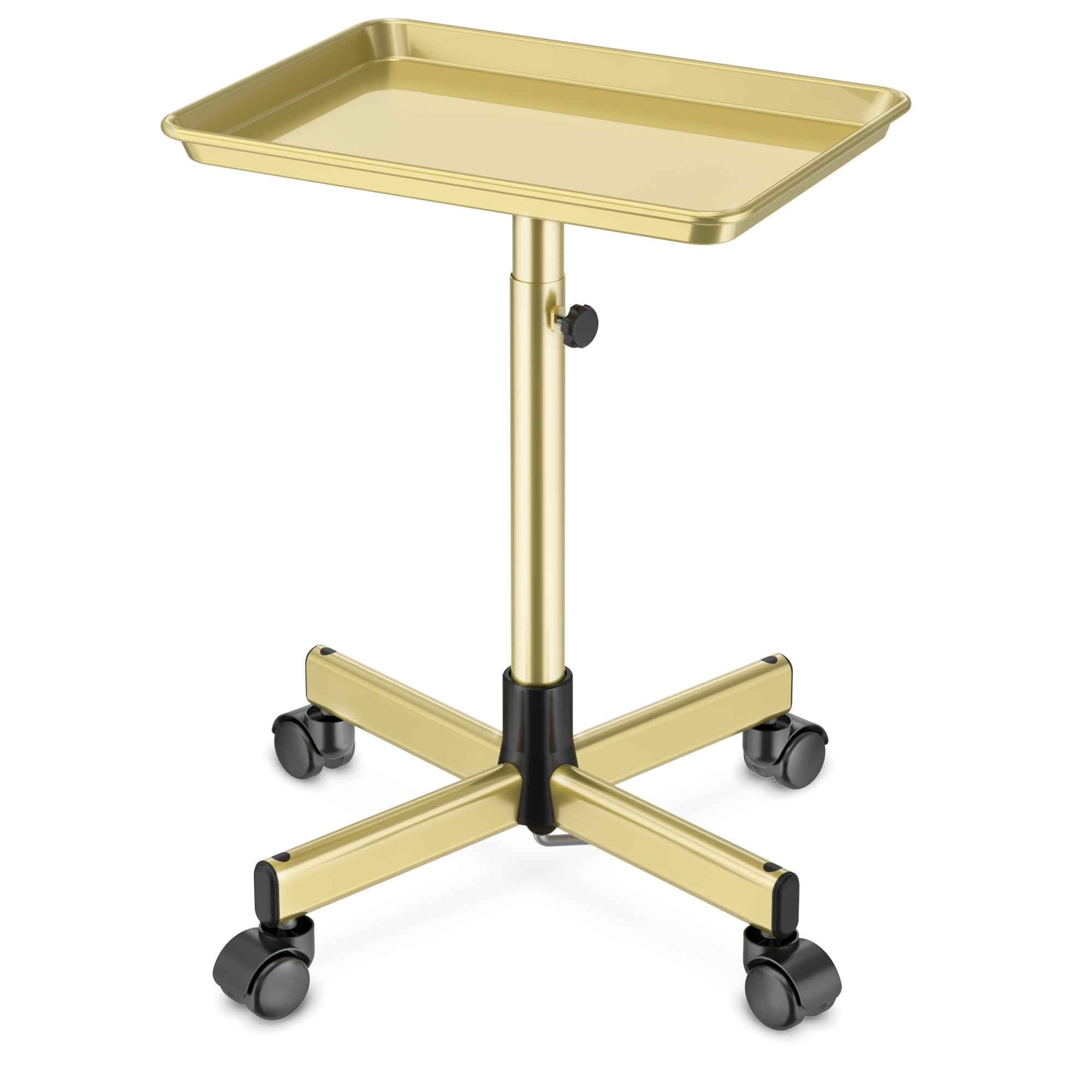 Salon Tray on Wheels - Premium Aluminum Tattoo Tray Rolling Trolley - Adjustable Salon Service Rolling Tray Hairdresser Cart with Clinic Spa Rolling Tray Wheels (): Bronze