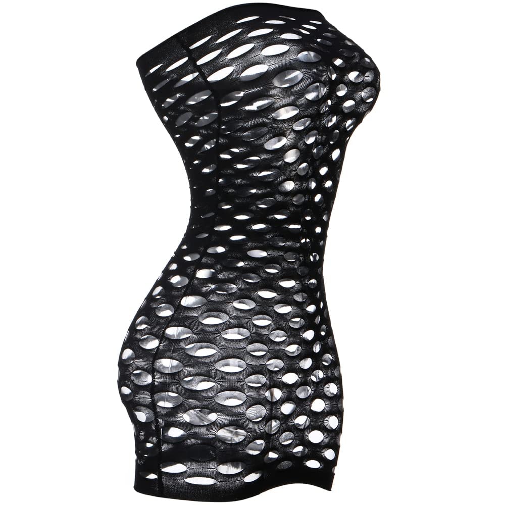 Sexy Womens Strapless Fishnet Lingerie Sleepwear Mini Dress Tube Chemise Bodysuit One Size - Image 2