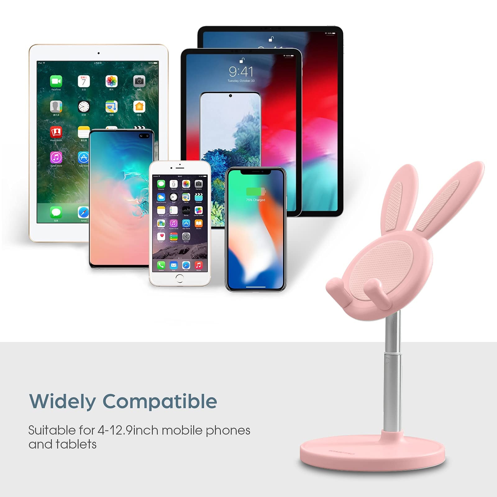 Cell Phone Stand,Angle Height Adjustable Bunny Phone Stand for Desk,Cute Rabbit Phone Holder Stand for Desk, Compatible with All Mobile Phones, Tablets(4-10in) () - Image 8