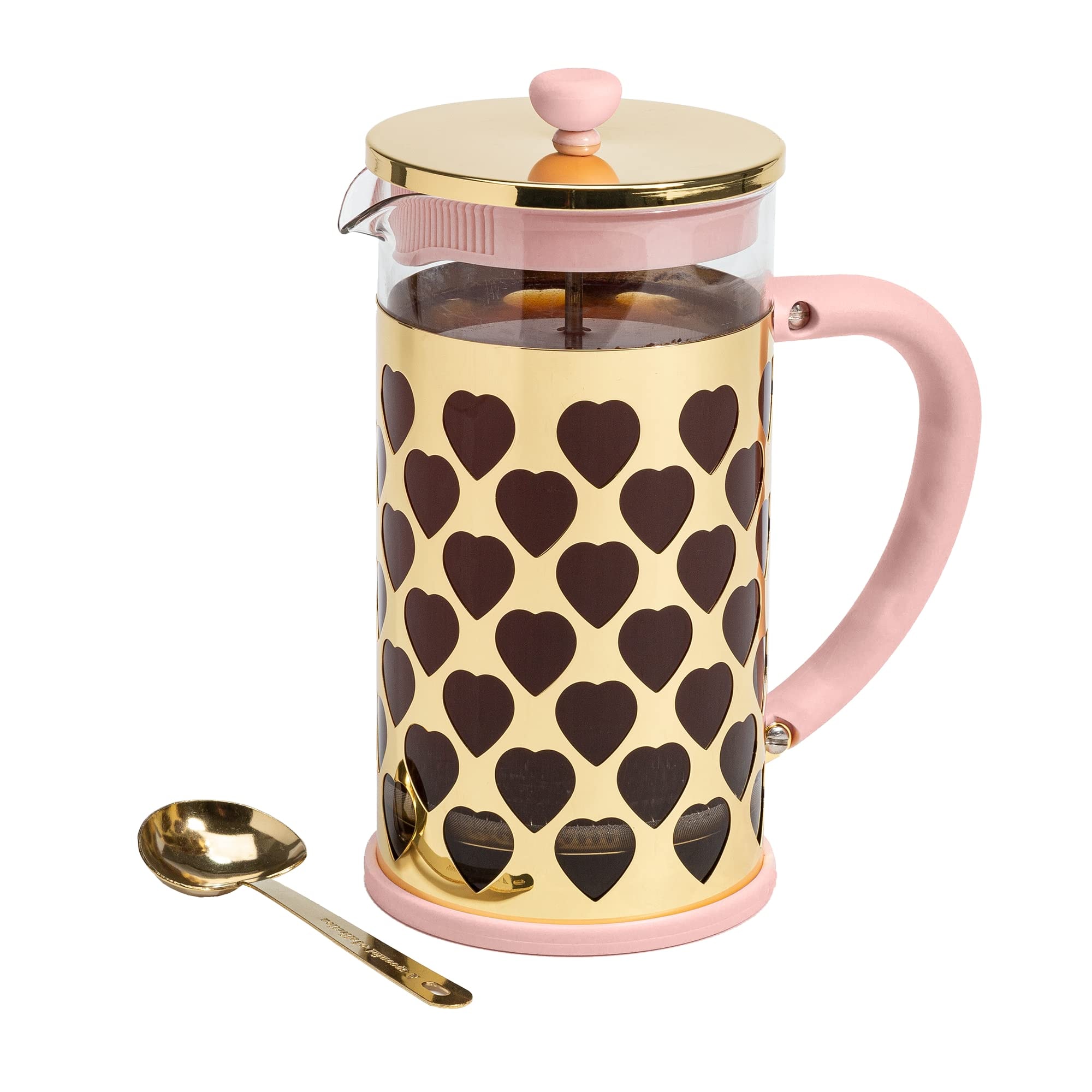 Paris Hilton French Press  With Heart Shaped Measuring Scoop, 2-Piece Set, 8-Cup or 34-Ounce, Pink: Coffee Maker