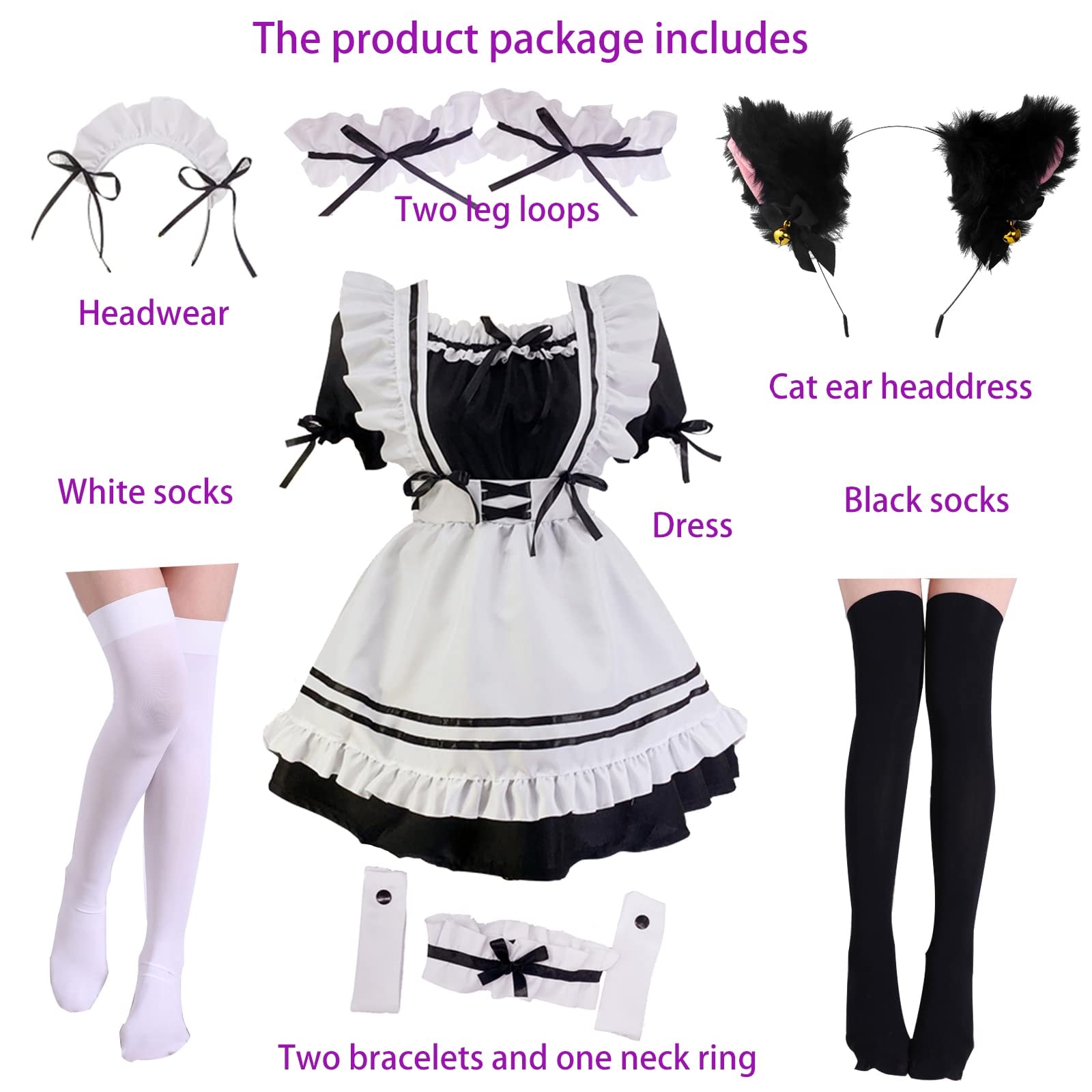 Japanese Anime Cosplay Maid Outfit Dress Japanese Maid Outfit Set Cute Halloween Makeup Cosplay Costume - Image 3