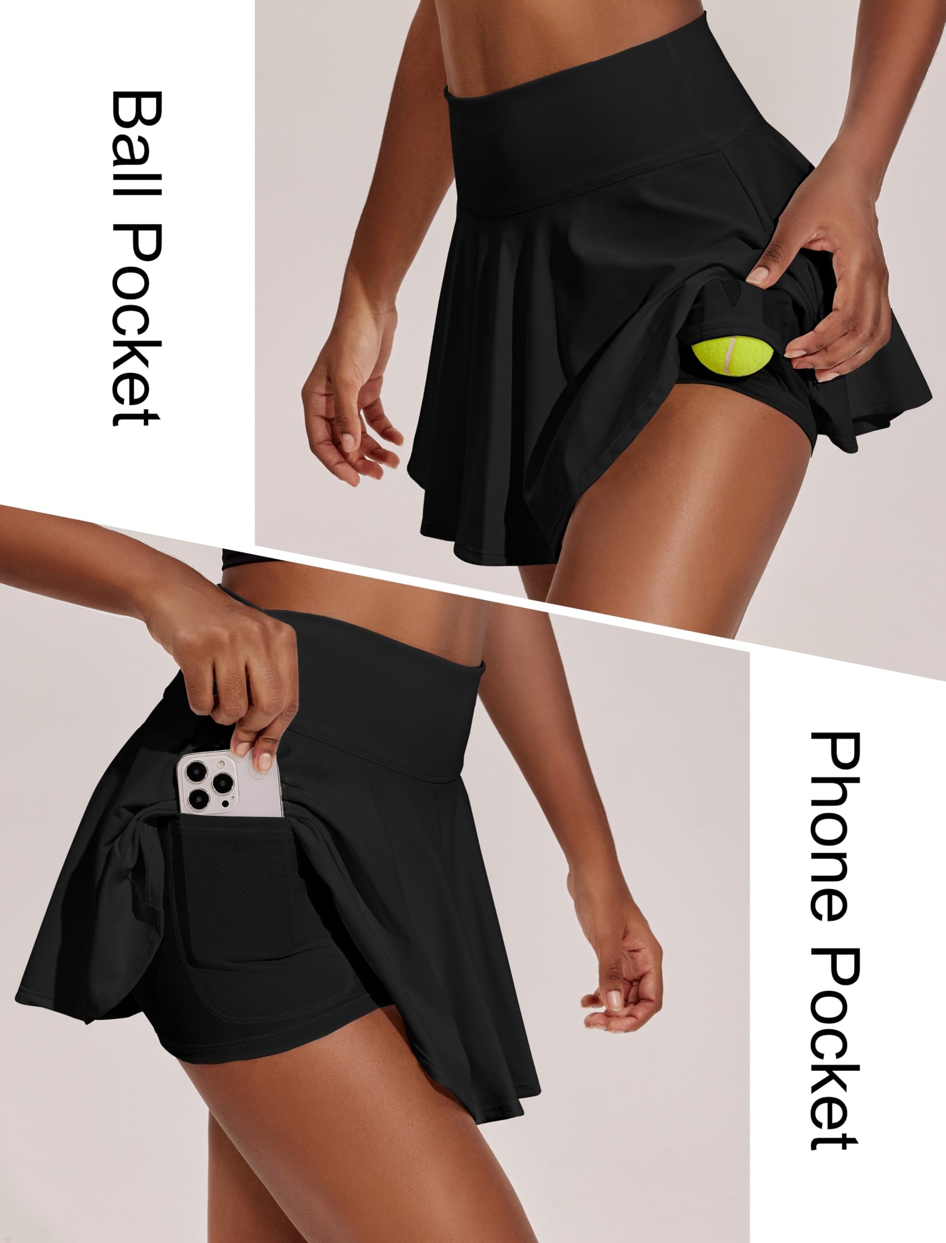 PINSPARK Womens Tennis Skirt Pleated Athletic Skirts with Pockets Shorts High Waisted Golf Skort for Workout Pickleball - Image 2