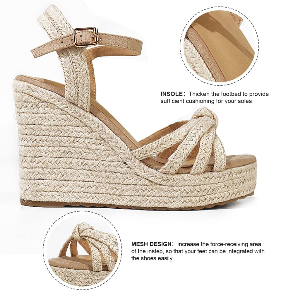 mikarka Sandals for Women, Platform Ankle Strap Womens Sandals Open Toe Espadrille Wedge Sandals for Women Concise Casual Summer Womens Shoes - Image 3