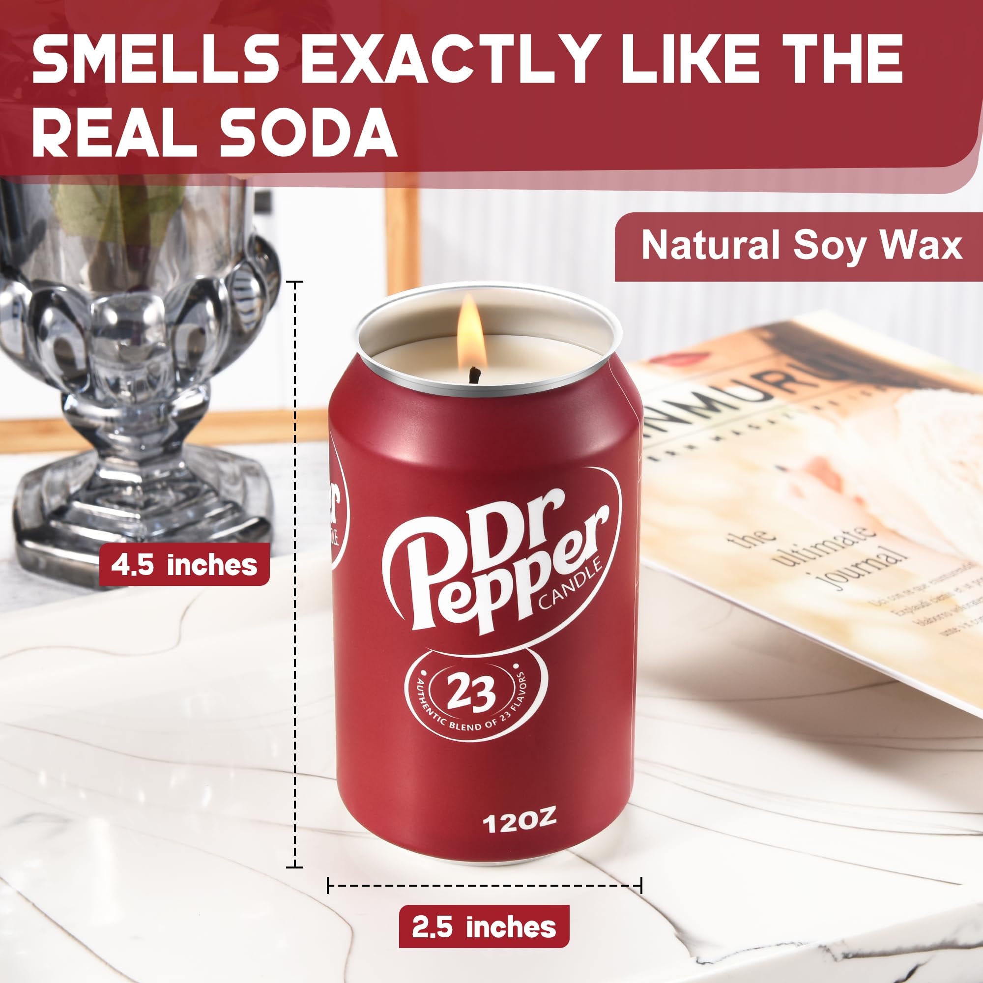 Doctor Pepper Candle - Smells Like The Real Soda - Cute Candles for Cool Gifts - Funny Candles for Any Occasion - Cute Things for Aesthetic Room Decor - Cool Candles for Cool Things - Trendy Candles - Image 2