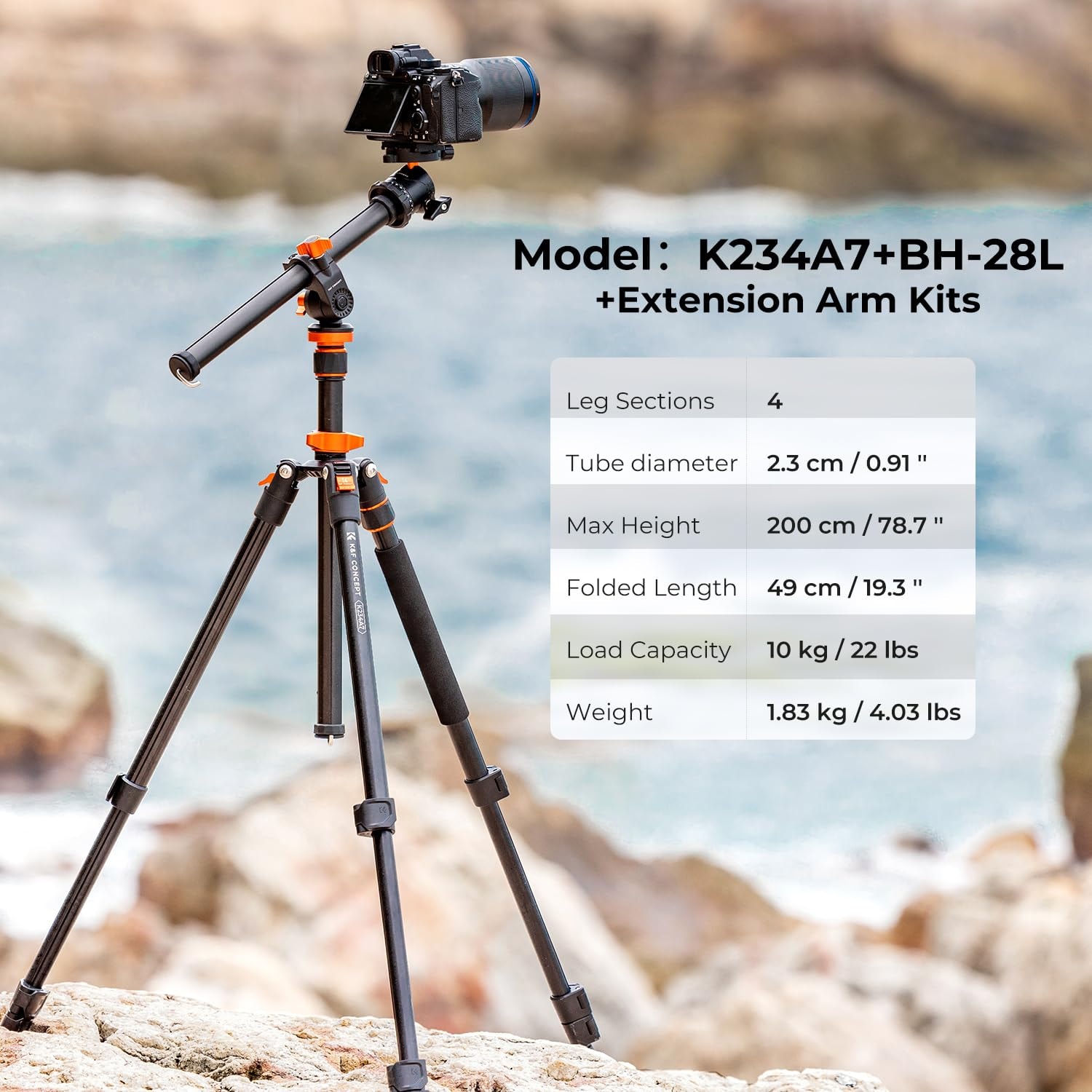 K&F Concept 78 inch Camera Tripod for DSLR Compact Aluminum Tripod with 360 Degree Ball Head and 10KG Load for Travel and Work  (S210) - Image 2