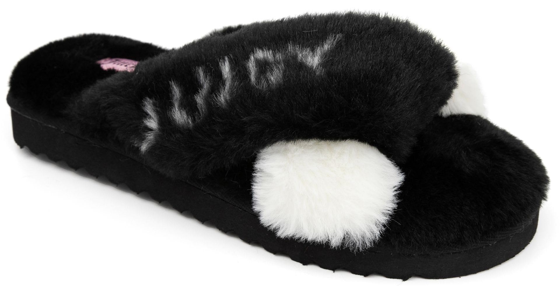 Juicy Couture Women's Slide Sandals With Faux Fur Slipper Sandals, Furry Slides, Womens Slip On Slippers: Juicy Couture Women's Slide Sandals With Faux Fur Slipper Sandals, Furry Slides, Womens Slip On Slippers