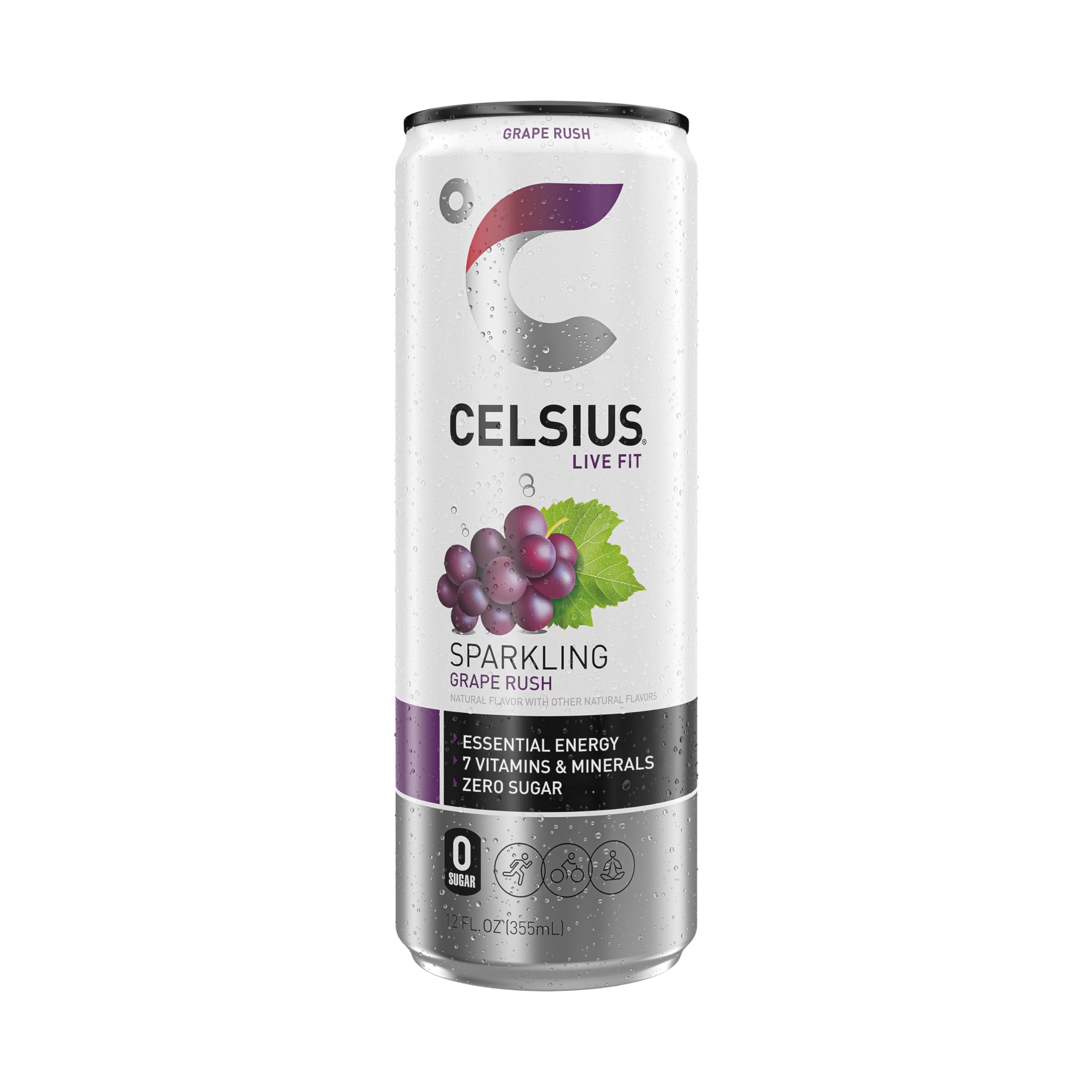 CELSIUS Sparkling Grape Rush, Functional Essential Energy Drink 12 Fl Oz (Pack of 12) - Image 5