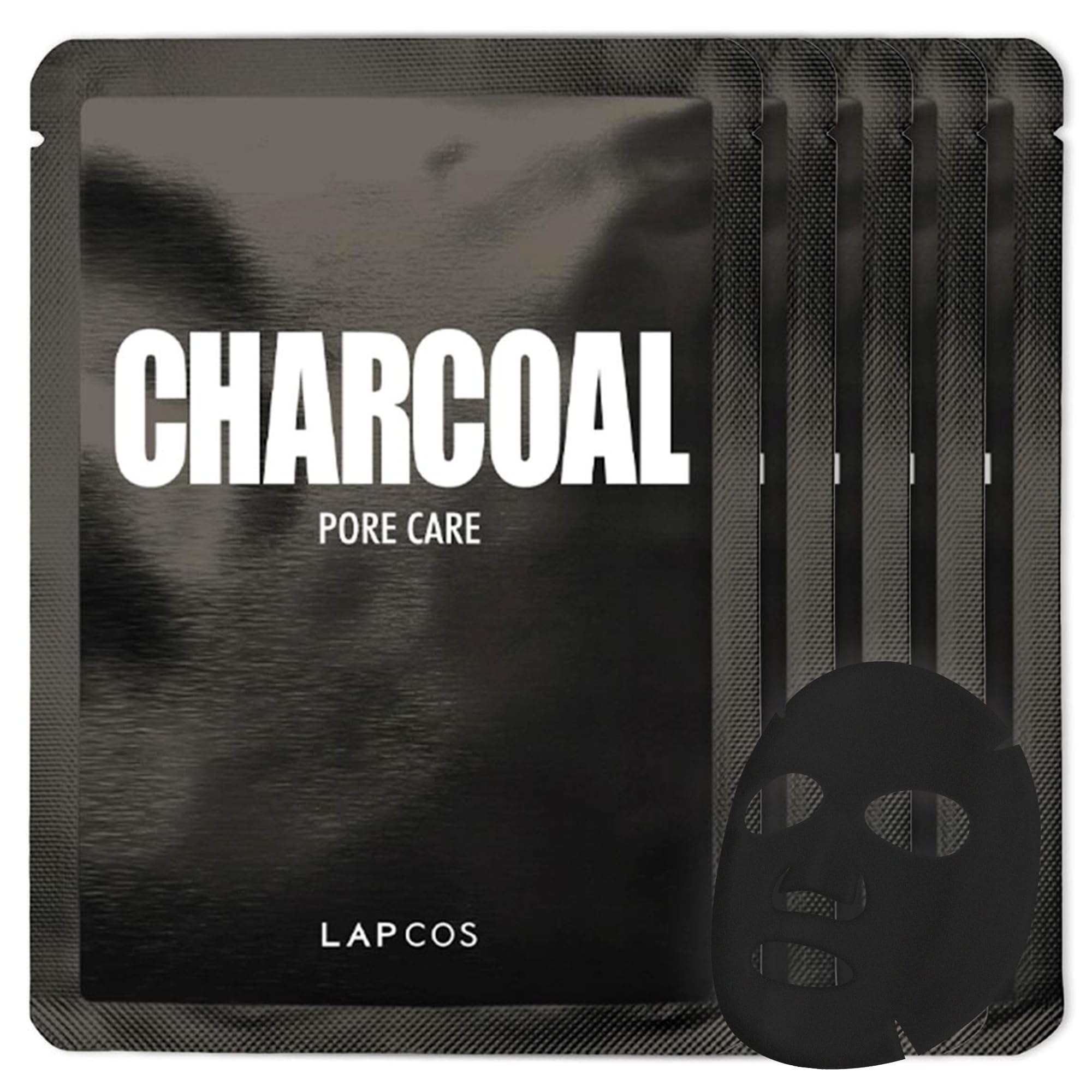 LAPCOS  Sheet Mask, Daily Face Mask with Probiotics to Clarify Skin, Korean Beauty Favorite, 5-Pack: Charcoal