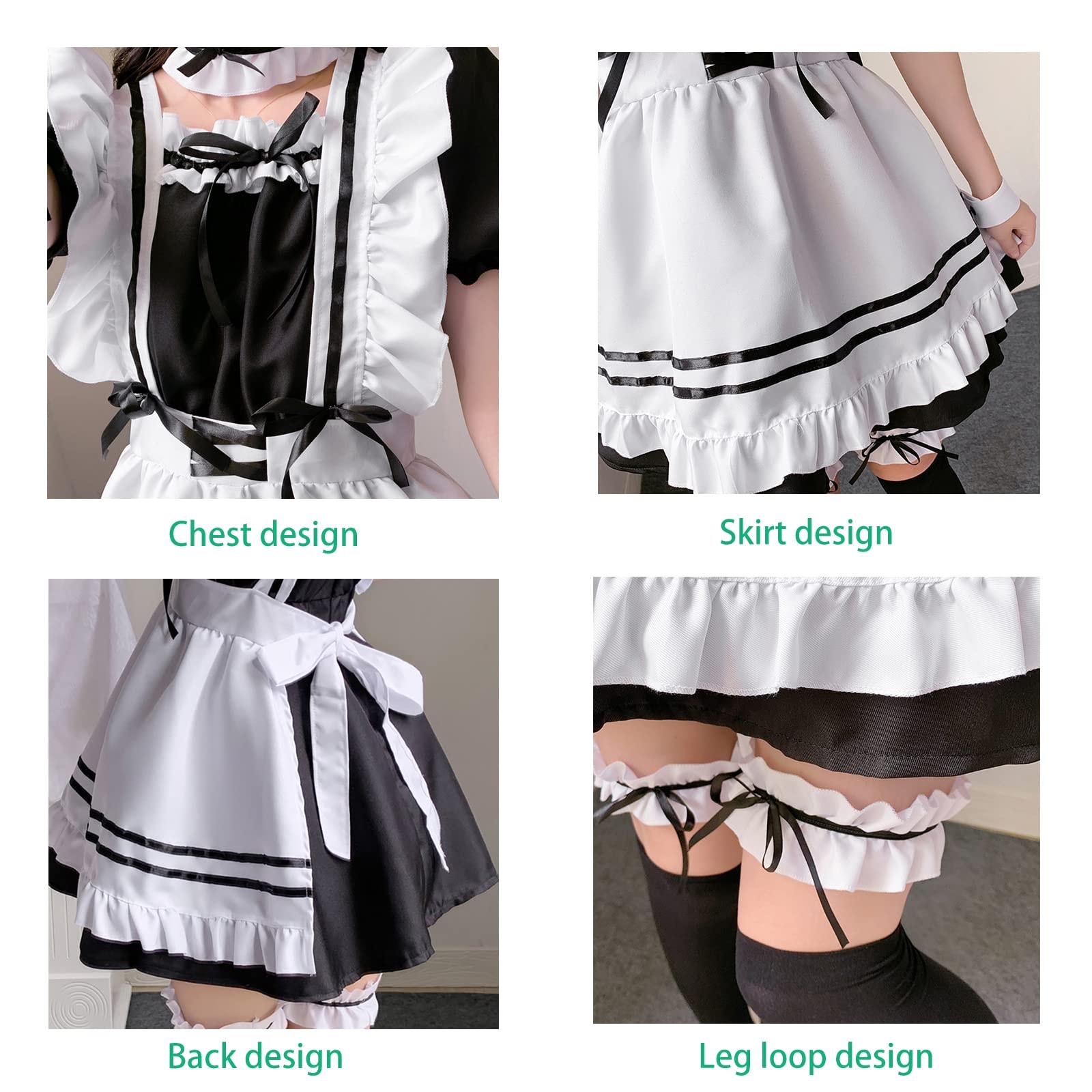 Japanese Anime Cosplay Maid Outfit Dress Japanese Maid Outfit Set Cute Halloween Makeup Cosplay Costume - Image 4