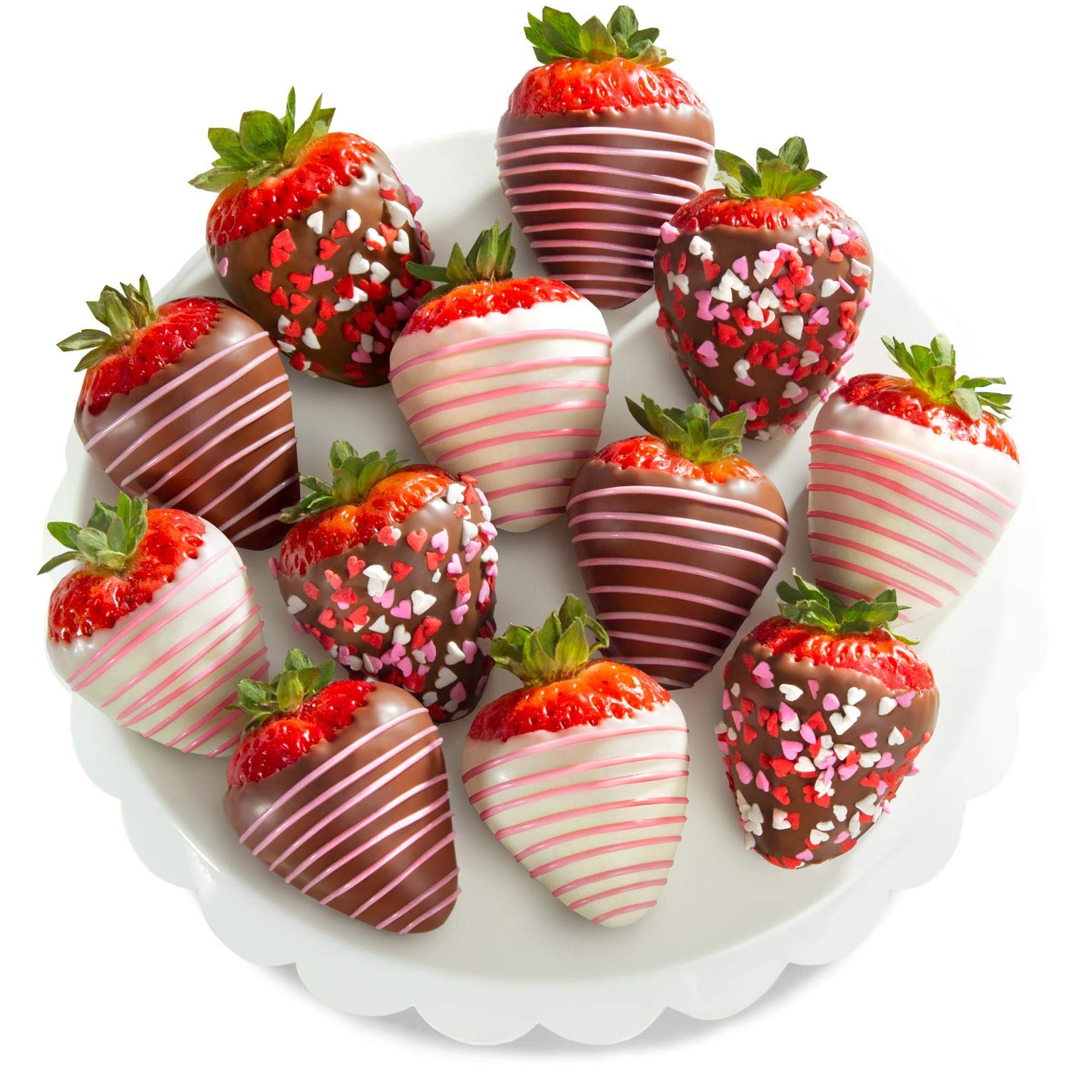 A Gift Inside The Original Love Berries Chocolatey Dipped Strawberries - 12 Berries: Milk and White Dipped Berries