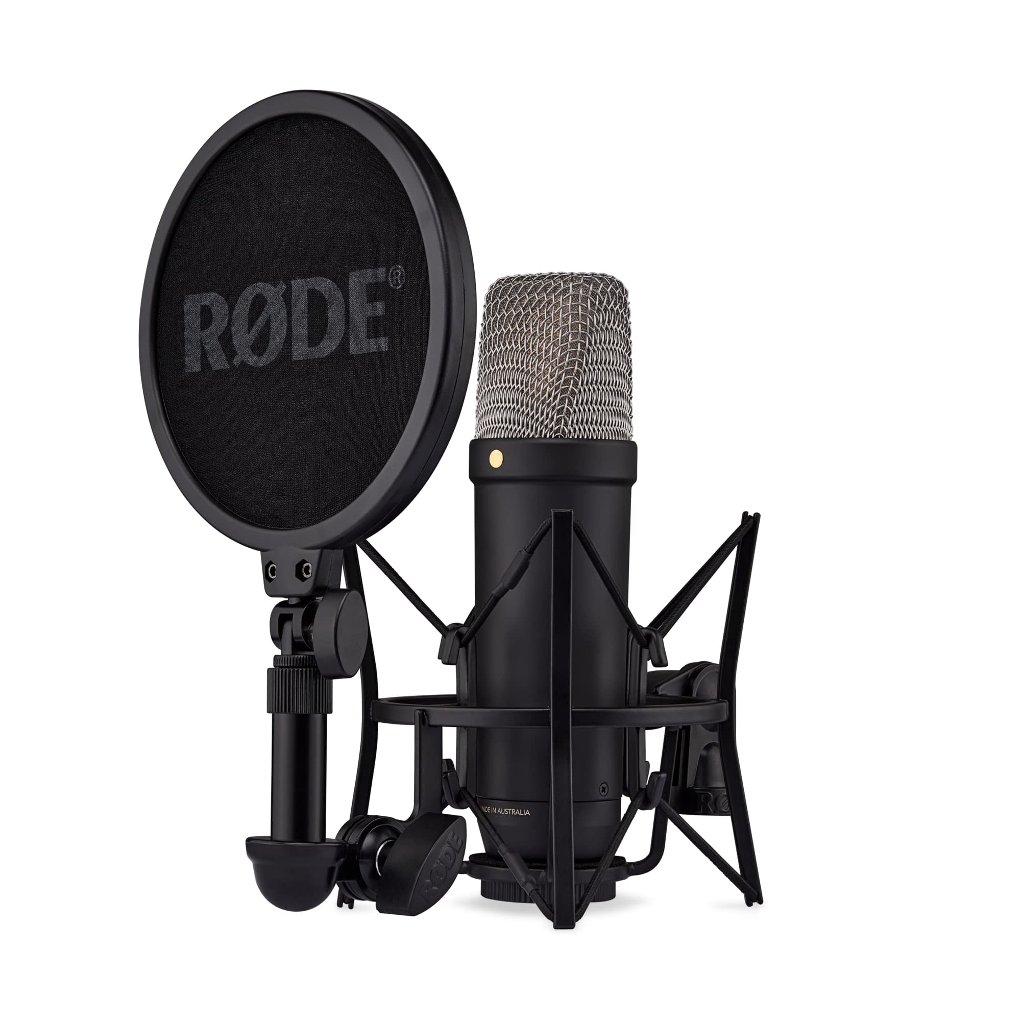 RØDE NT1 5th Generation Large-diaphragm Studio Condenser Microphone with XLR and USB Outputs, Shock Mount and Pop Filter for Music Production, Vocal Recording and Podcasting (Black): NT1 5th Gen Black